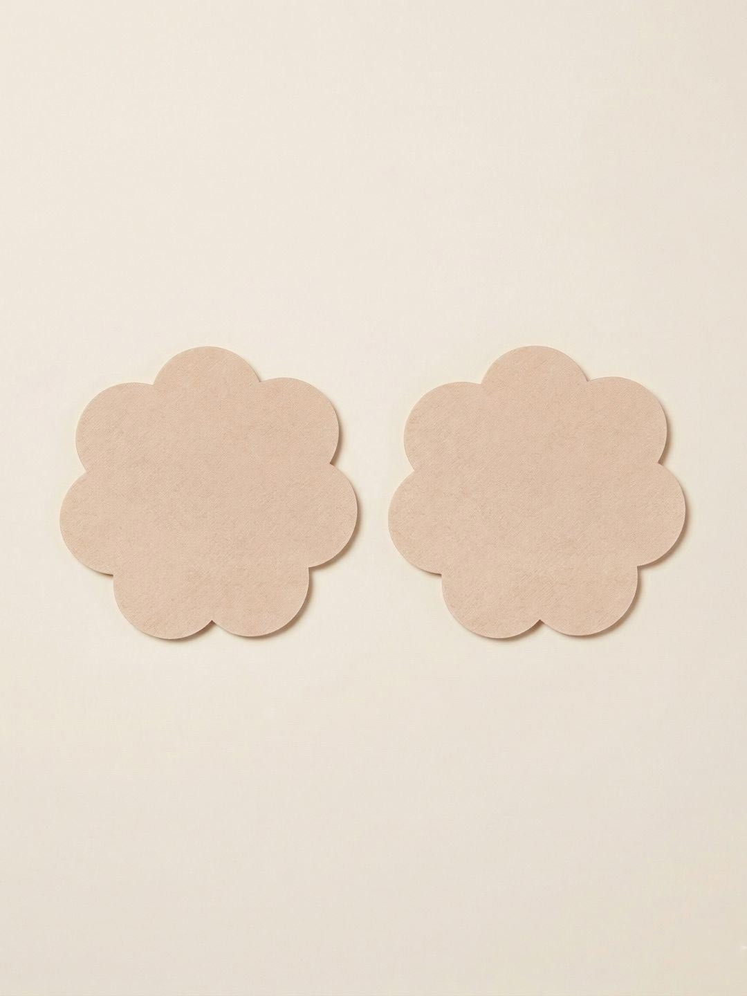 SECRETS BY ZEROKAATA Women Set Of 10 Nude Flower Shaped Polyester Nipple Pasties