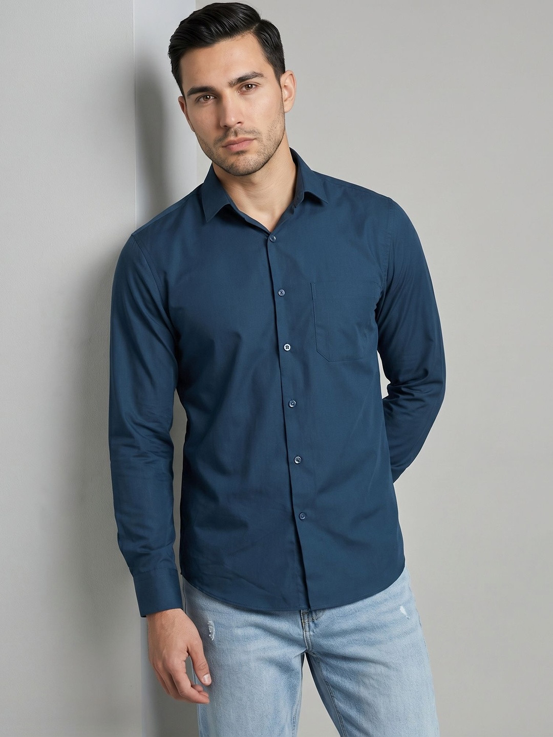 The Roadster Lifestyle Co Cotton Spread Collar Shirt
