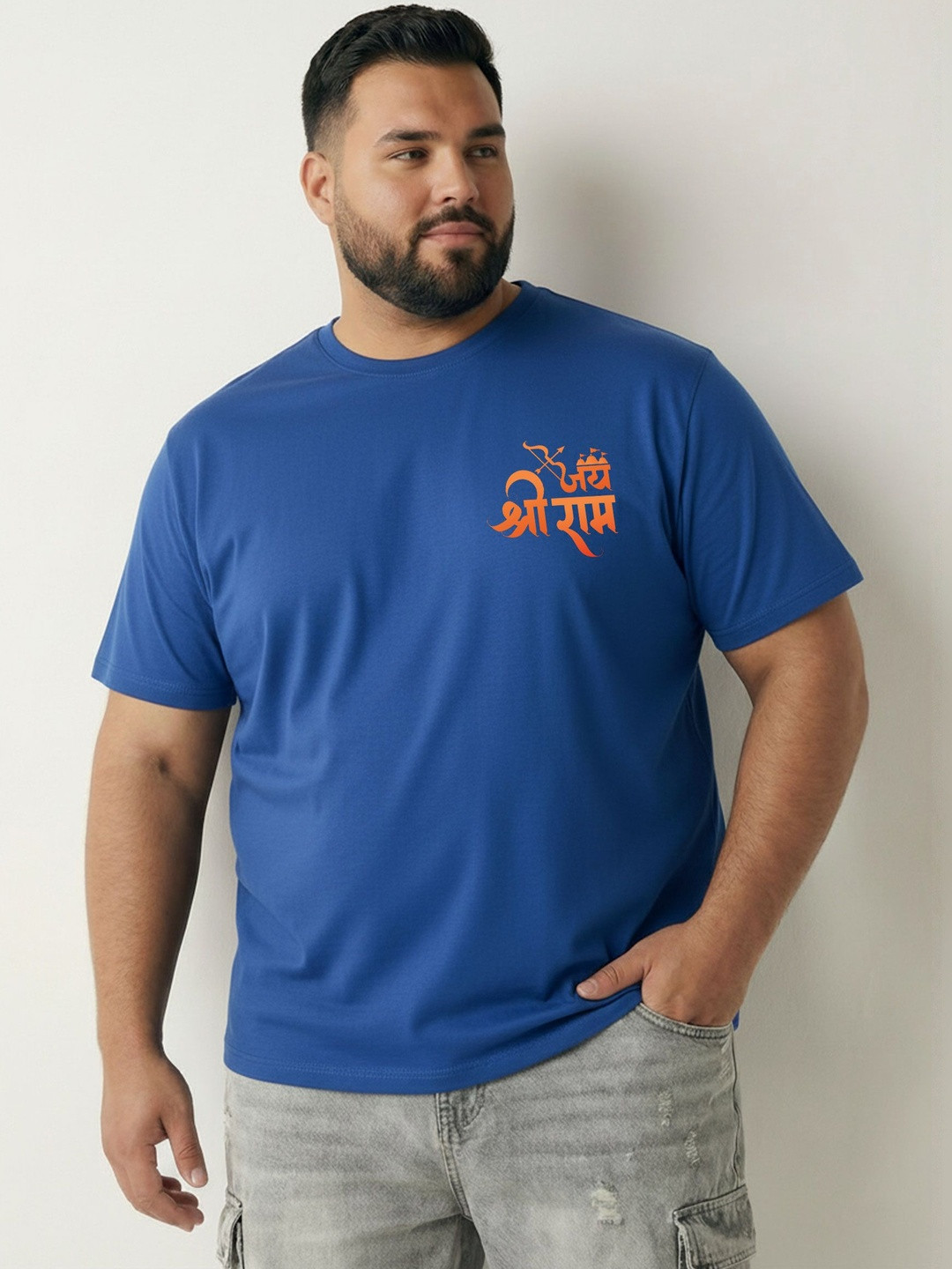Toodle Plus Men Plus Size Cotton Graphic Print Round Neck Regular Fit Half Sleeve T-Shirt