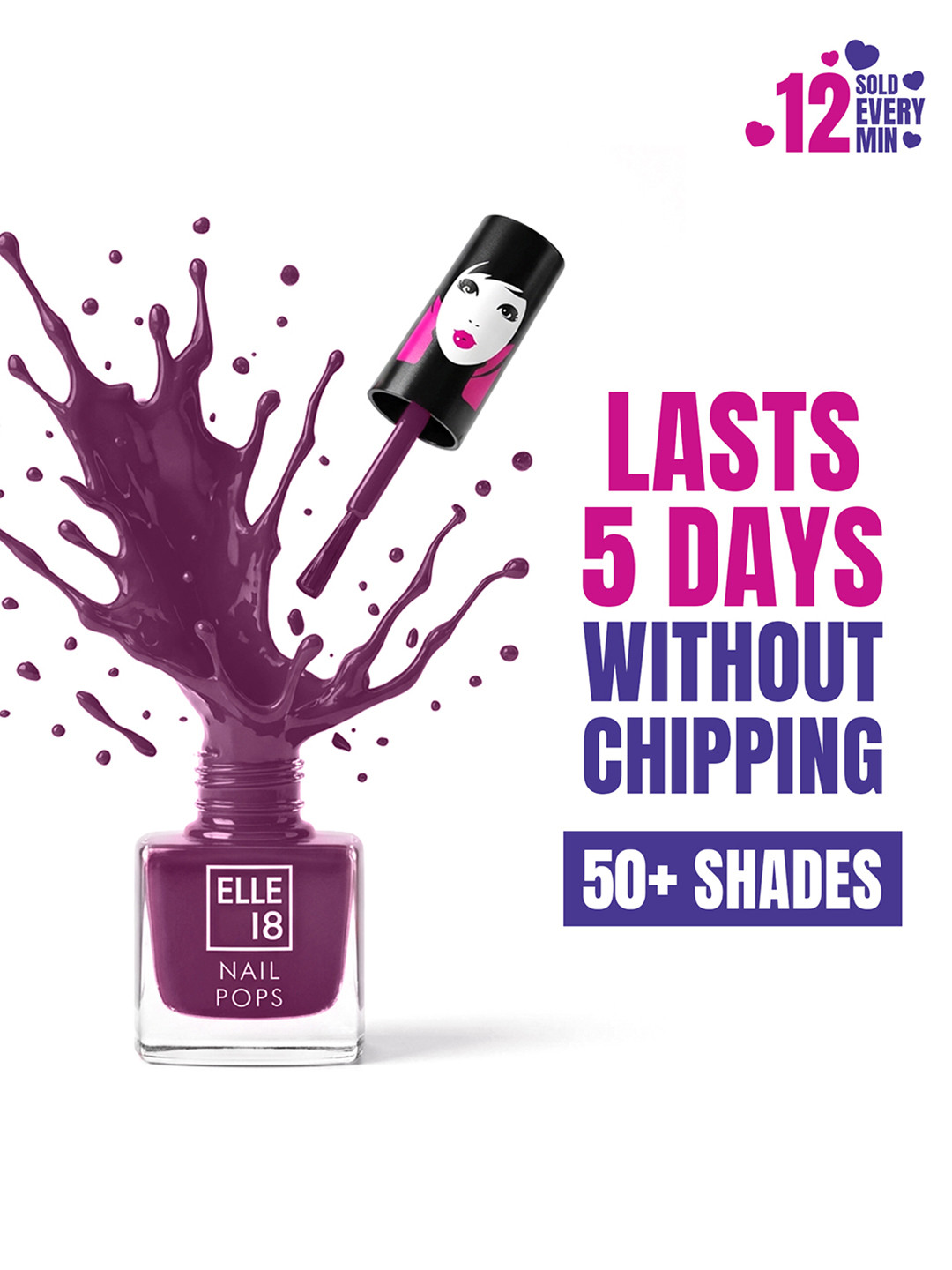 ELLE 18 Nail Pops Long Lasting Nail Color With Glossy Finish & Quick Dry Formula 5ml - 161