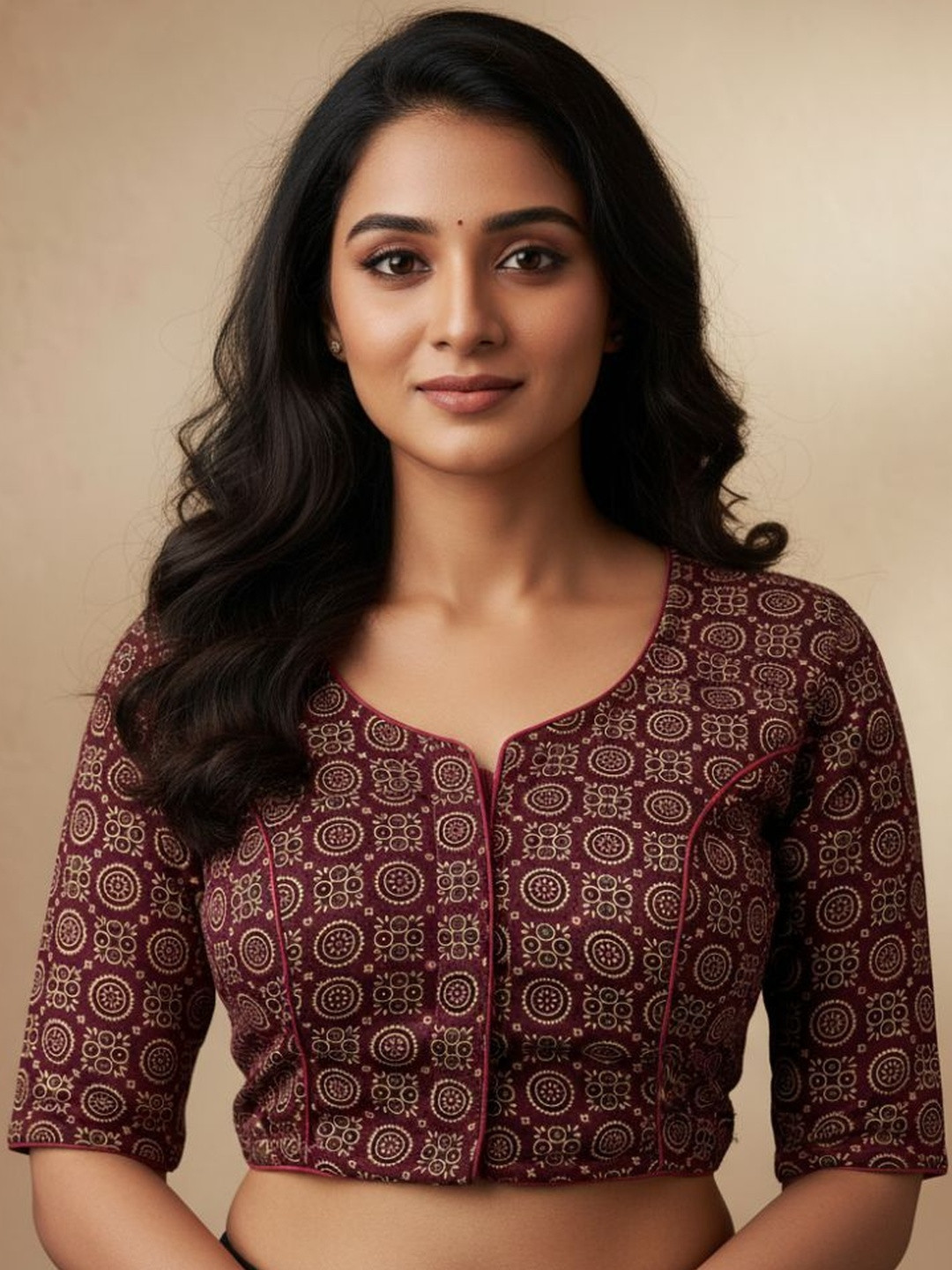 WIZULO TRENDZ Cotton Woven Design Zari Saree Blouse