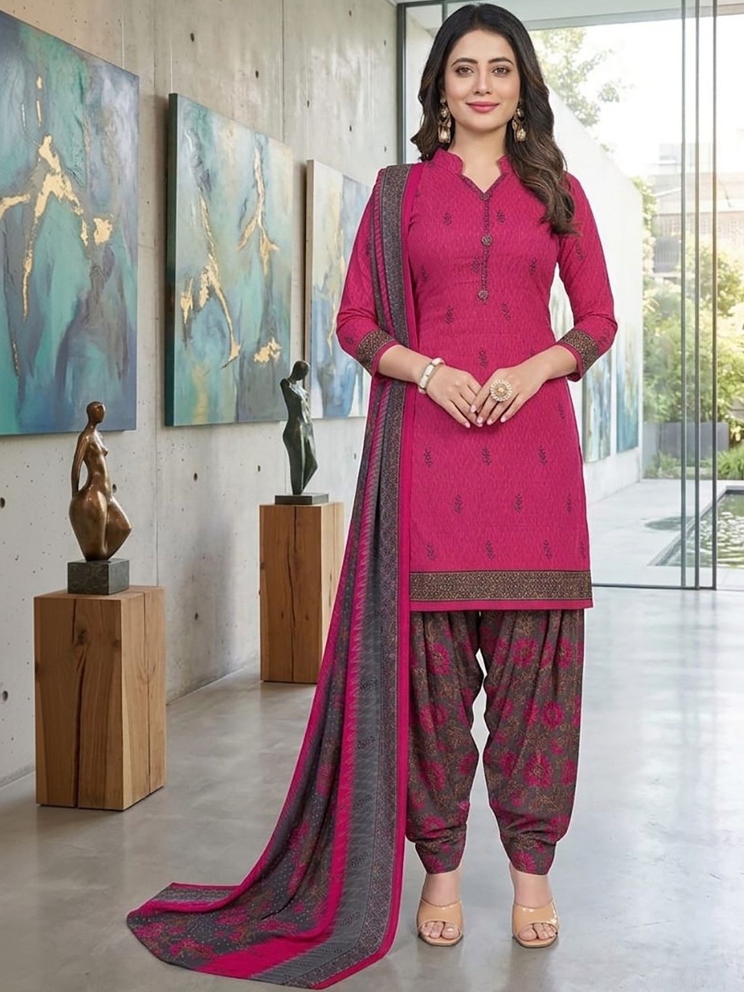 SEWDHAGA Women Ethnic Motifs Printed Regular Kurta with Patiala & With Dupatta