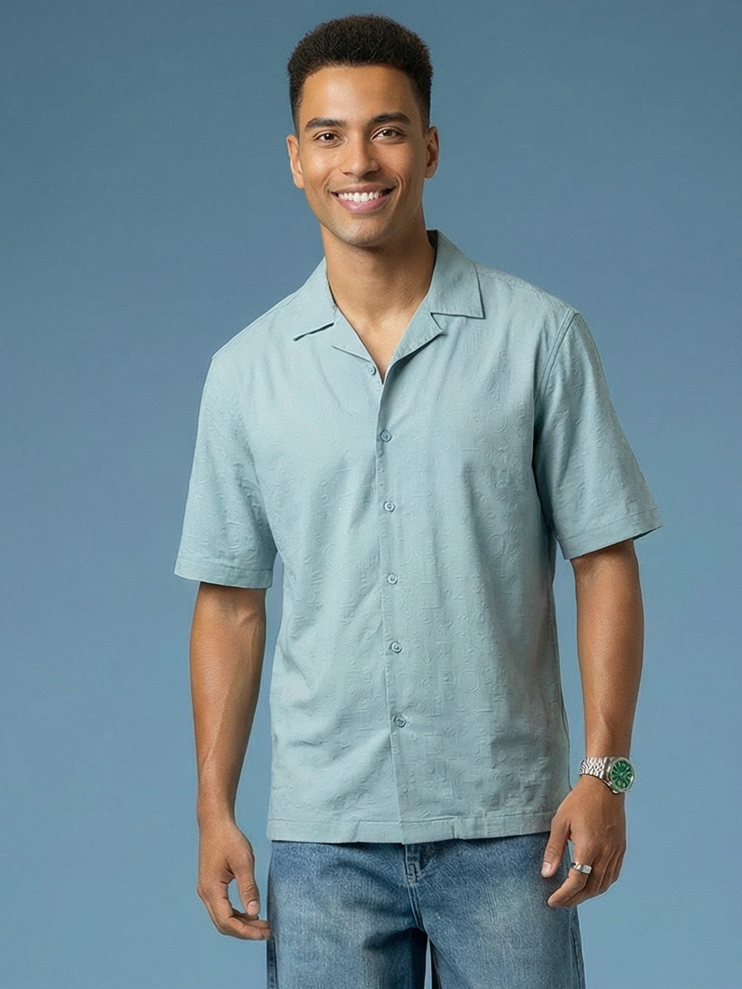 HERE&NOW Self Design Relaxed Fit Casual Shirt