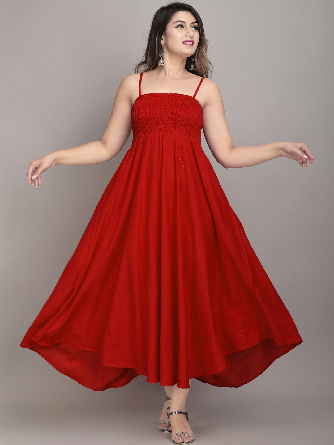 GHK FASHION Crepe Fit & Flare Midi Dress