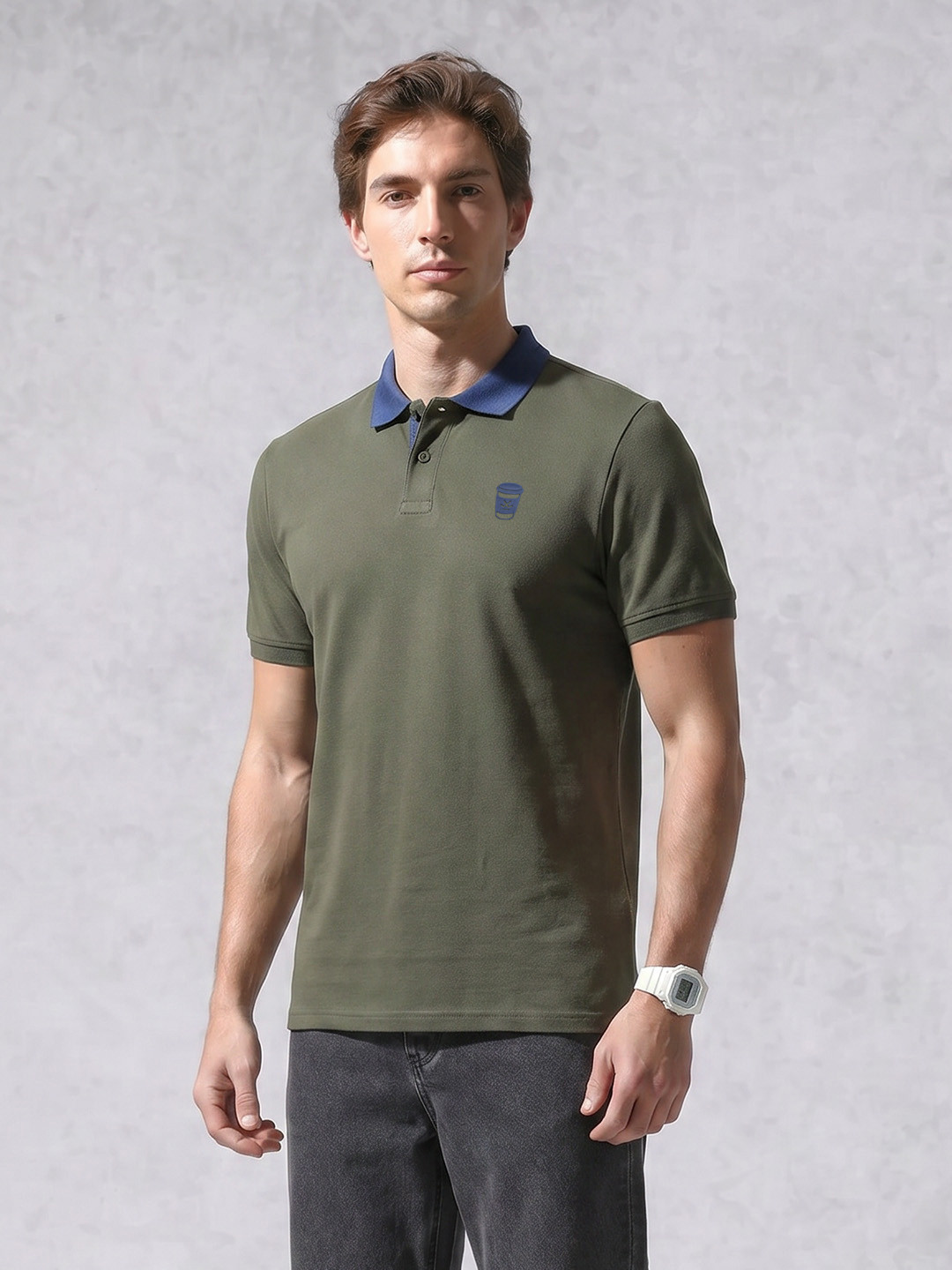 WRONG Slim Fit Polo Collar Pure Cotton T-Shirt