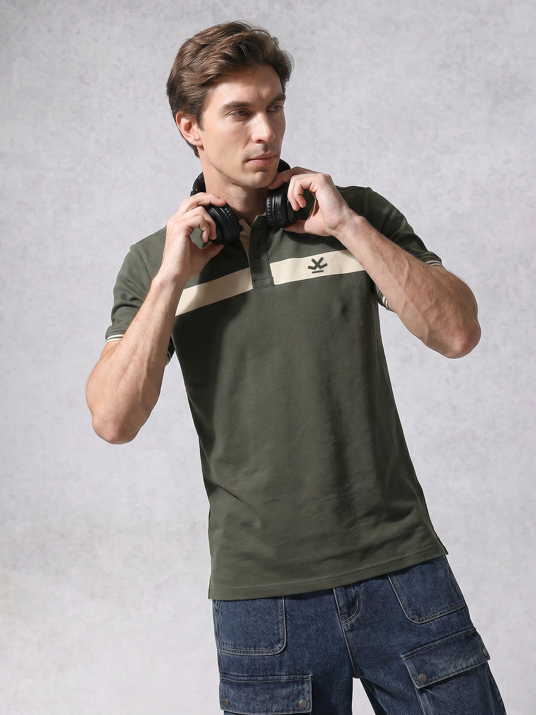 WRONG Slim Fit Striped Polo Collar Pure Cotton T-Shirt
