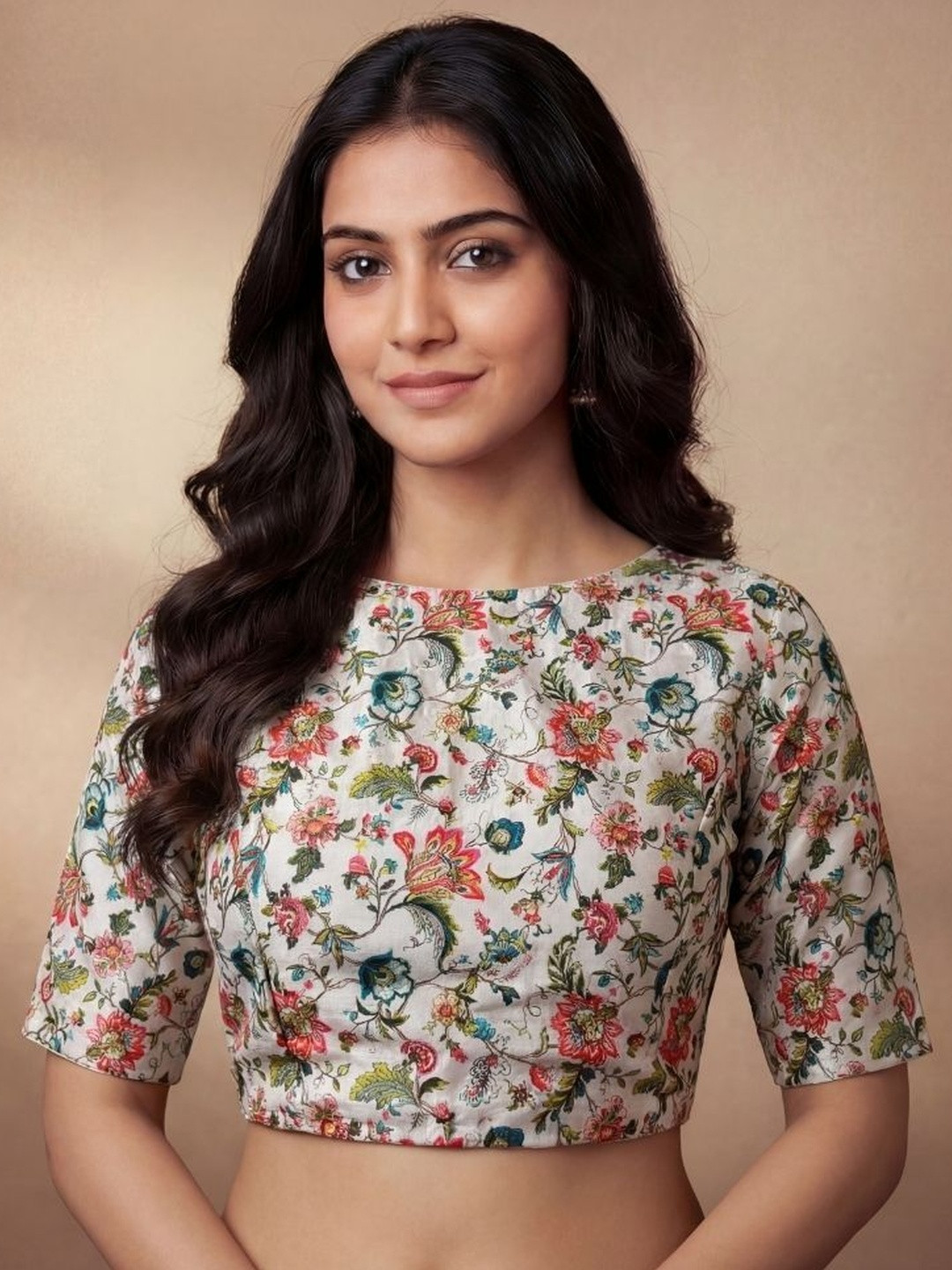 WIZULO TRENDZ Silk Printed Saree Blouse