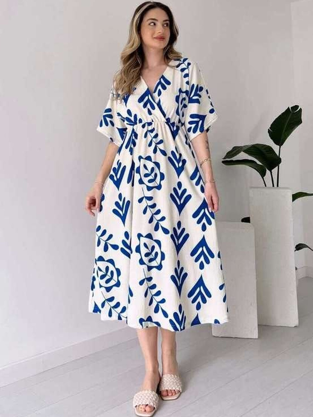Vastranchal Floral Print A-Line Midi Dress