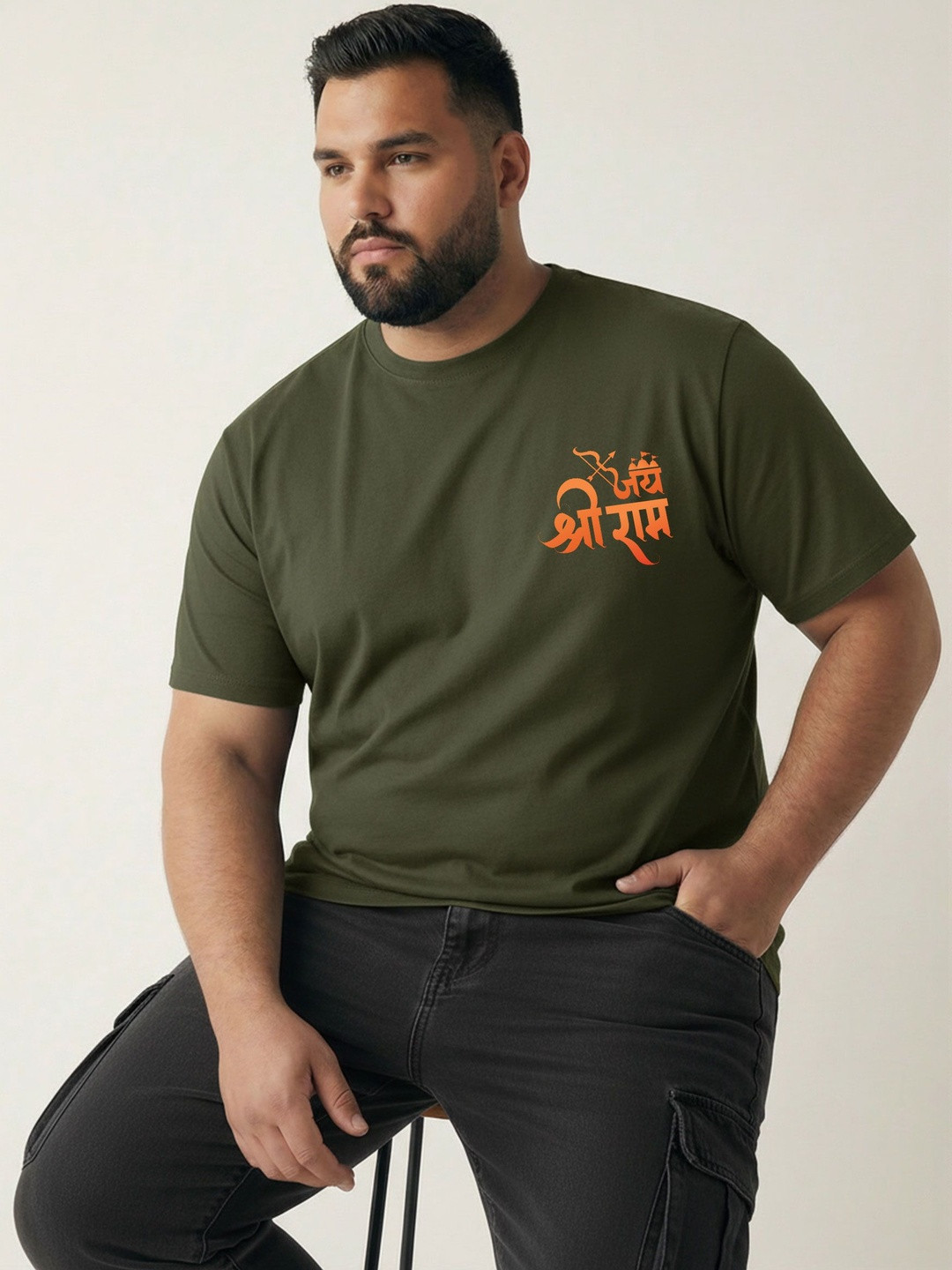 Toodle Plus Men Plus Size Cotton Graphic Print Round Neck Regular Fit Half Sleeve T-Shirt