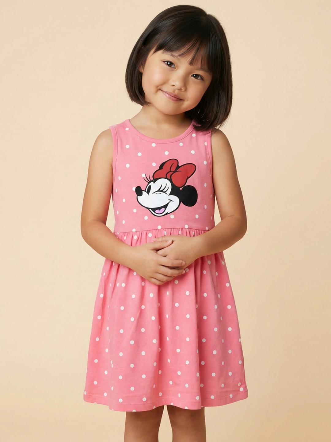 Nauti Nati Cotton Disney Polka Dots Knee Length Fit & Flare Dress