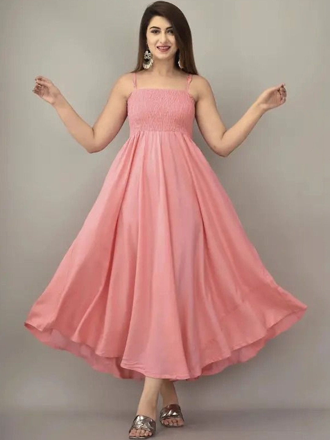 GHK FASHION Crepe Fit & Flare Midi Dress