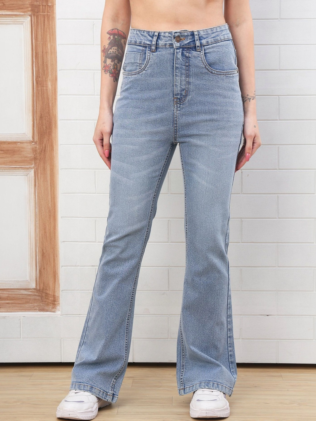 PUELLA Women Bootcut High-Rise Light Fade Stretchable Jeans
