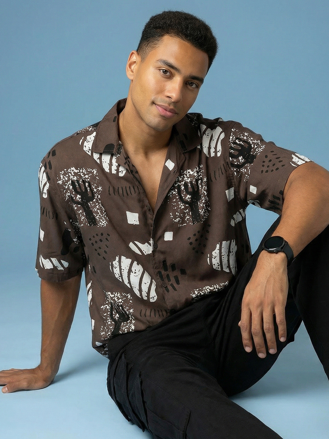 HERE&NOW Relaxed Fit Printed Drop-Shoulder Sleeves Casual Shirt