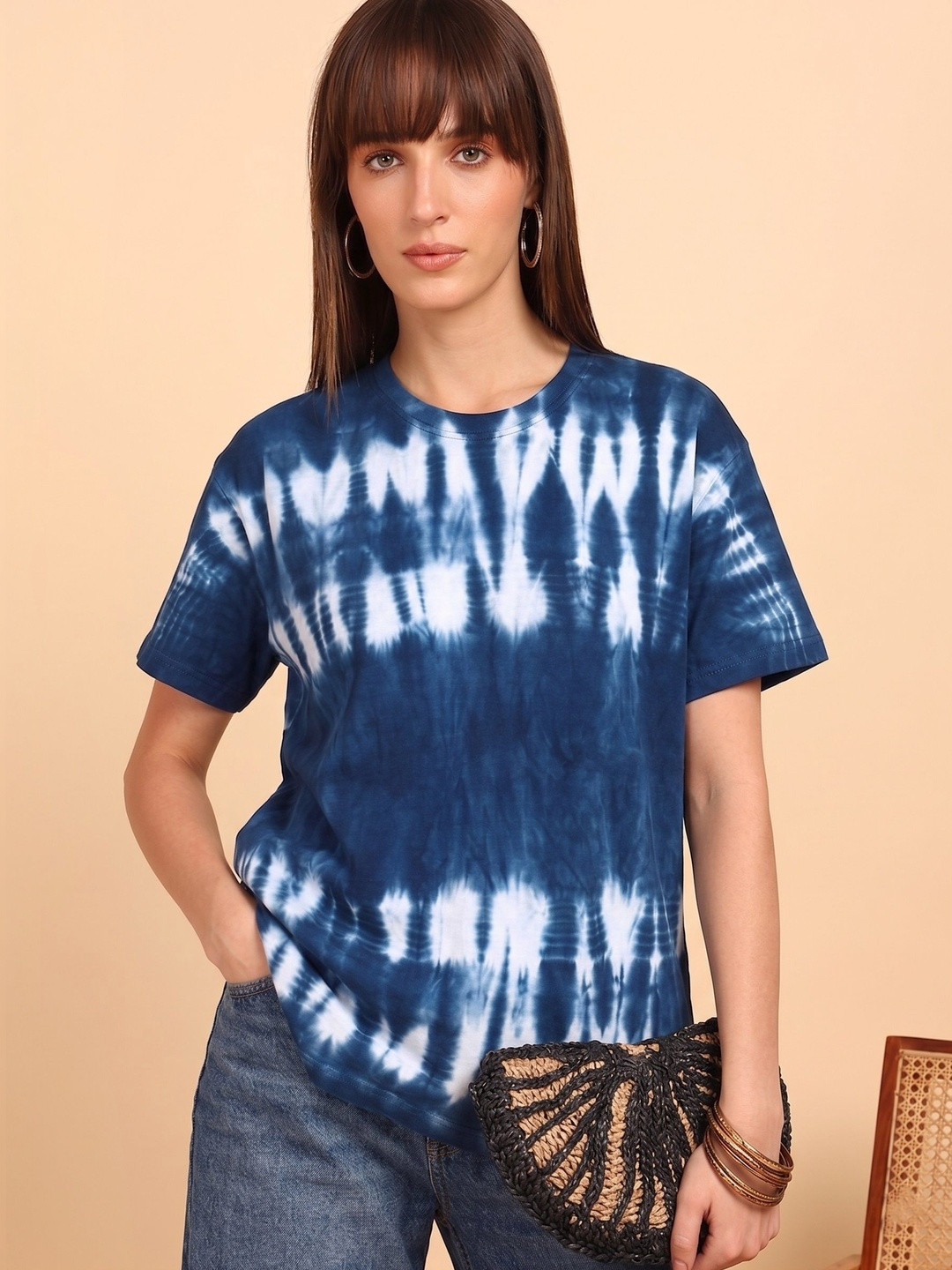 Maaesa Women Dyed Hand Tie Dye Casual Tshirt And Cotton Round Neck T-shirt