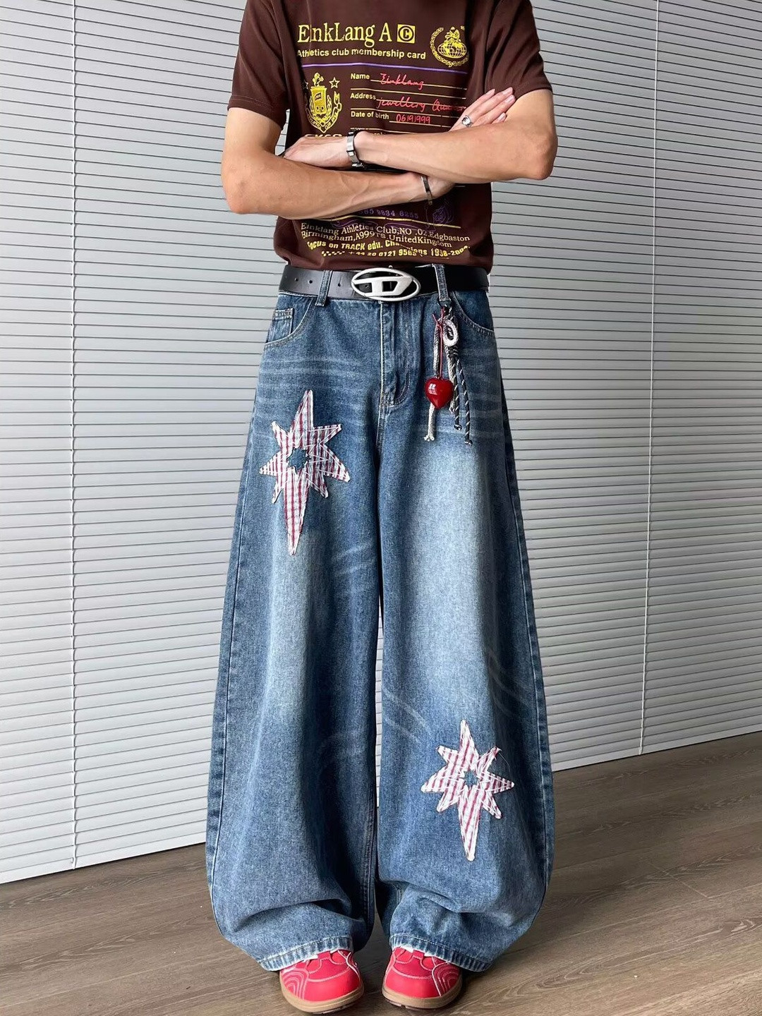 StyleCast x Revolte Men Wide Leg Mid-Rise Low Distress Heavy Fade - Image 1