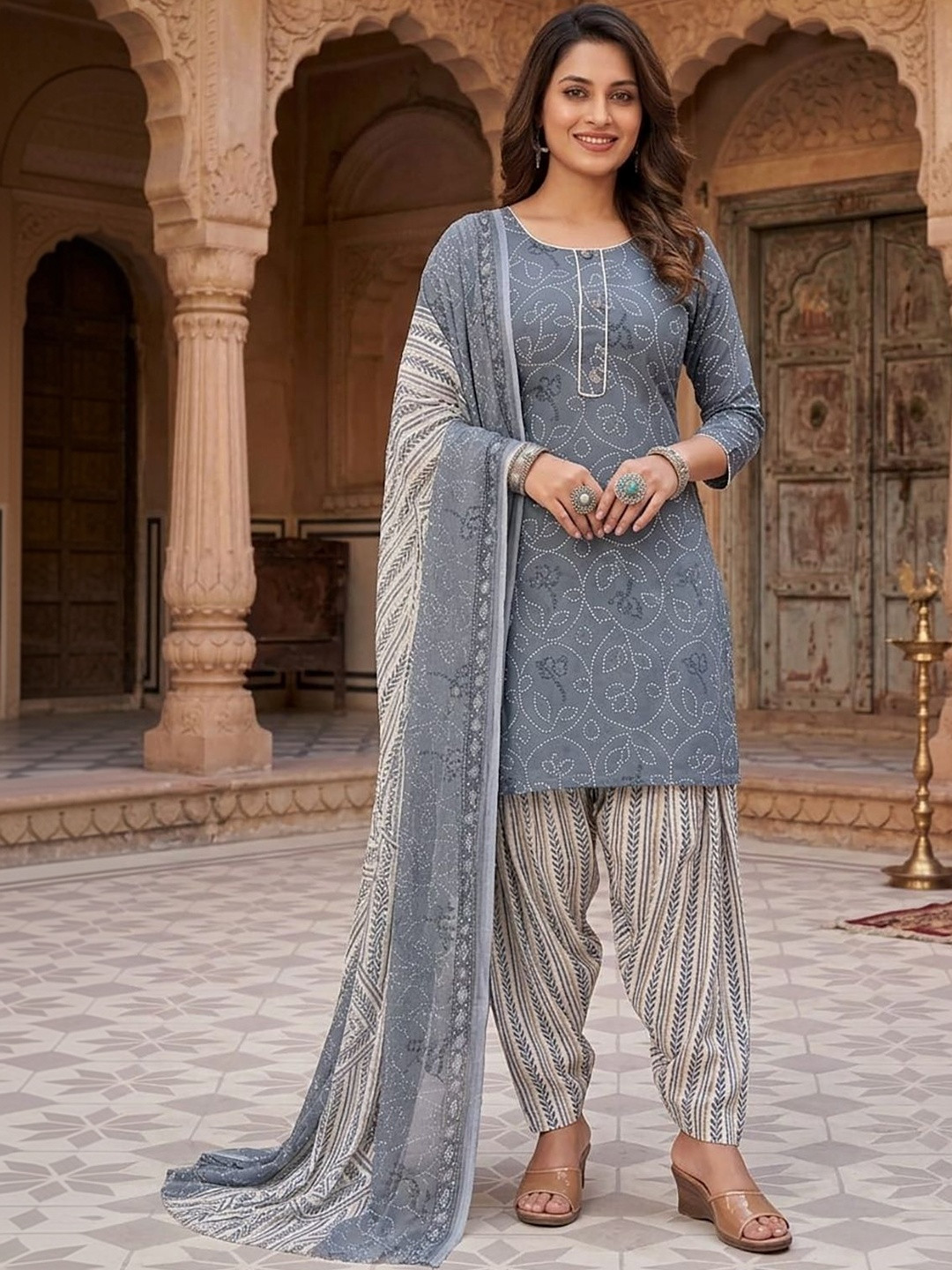 SEWDHAGA Women Ethnic Motifs Printed Regular Kurta with Patiala & With Dupatta