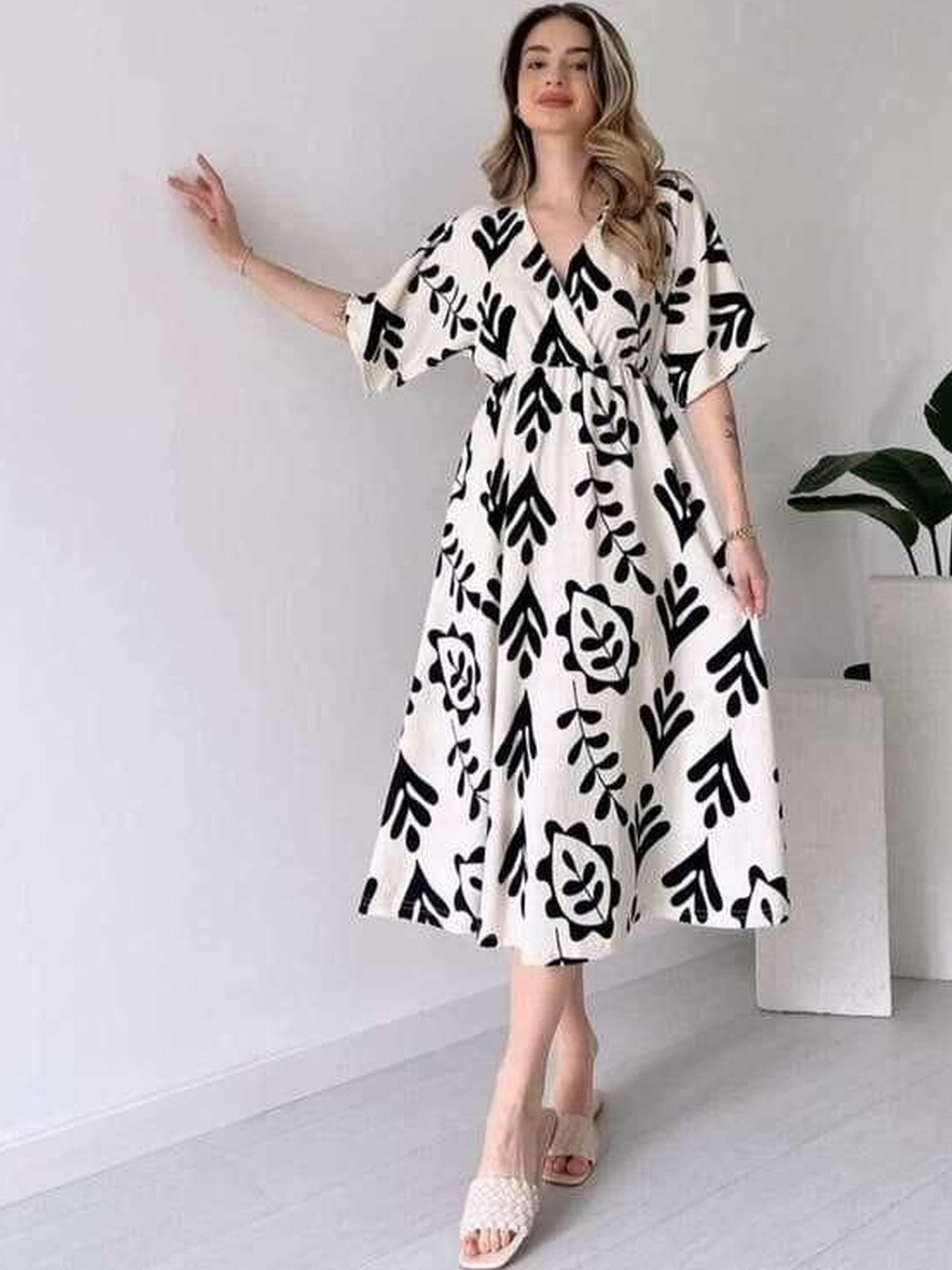 Vastranchal Print A-Line Midi Dress