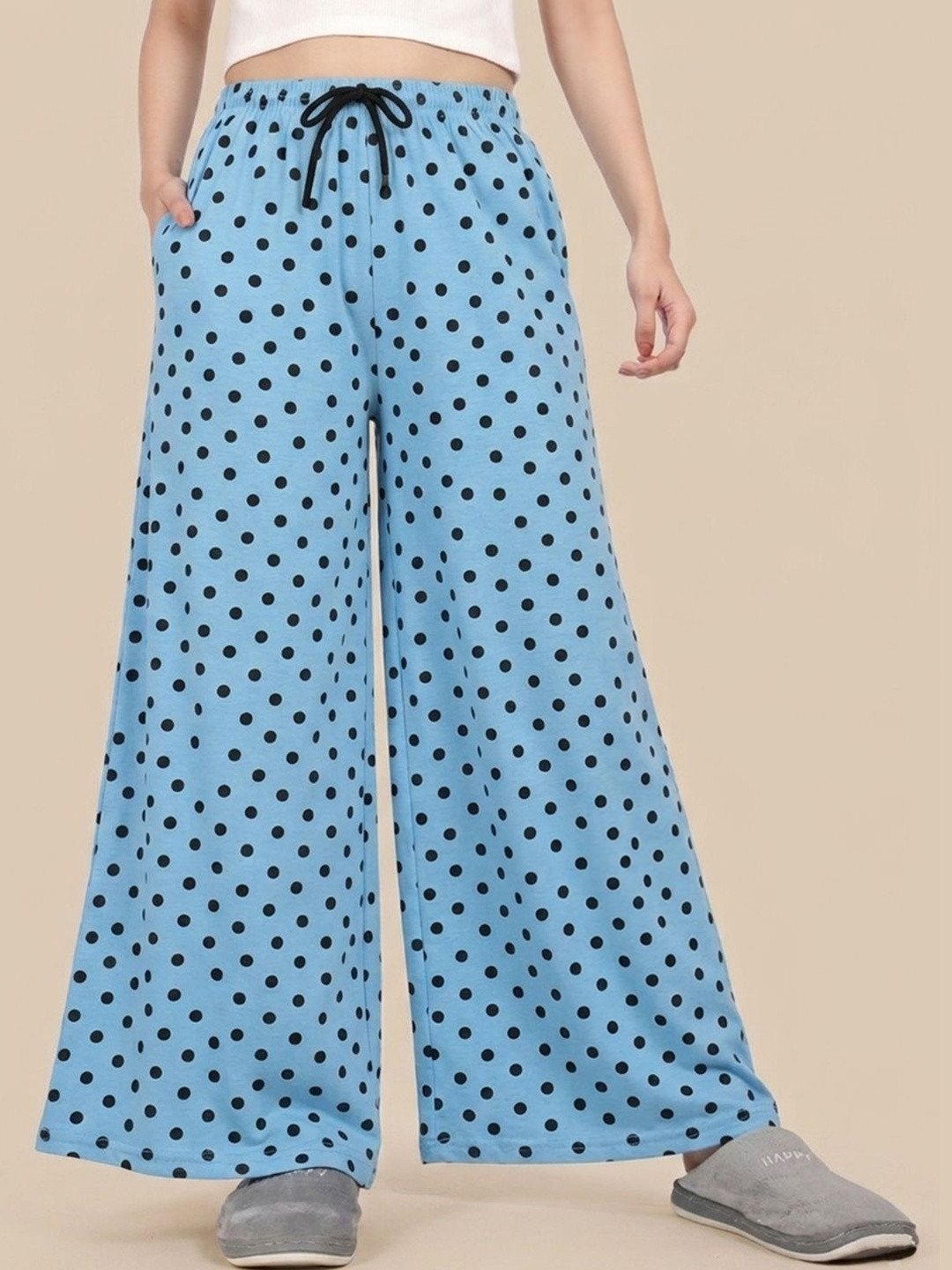Esplendido Printed Cotton Mid-Rise Flared Lounge Pants