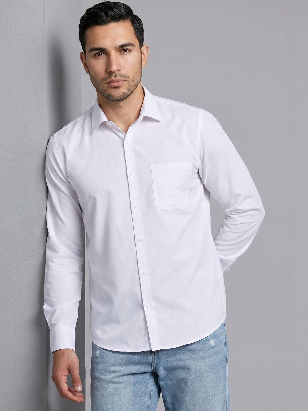 The Roadster Lifestyle Co Cotton Spread Collar Shirt