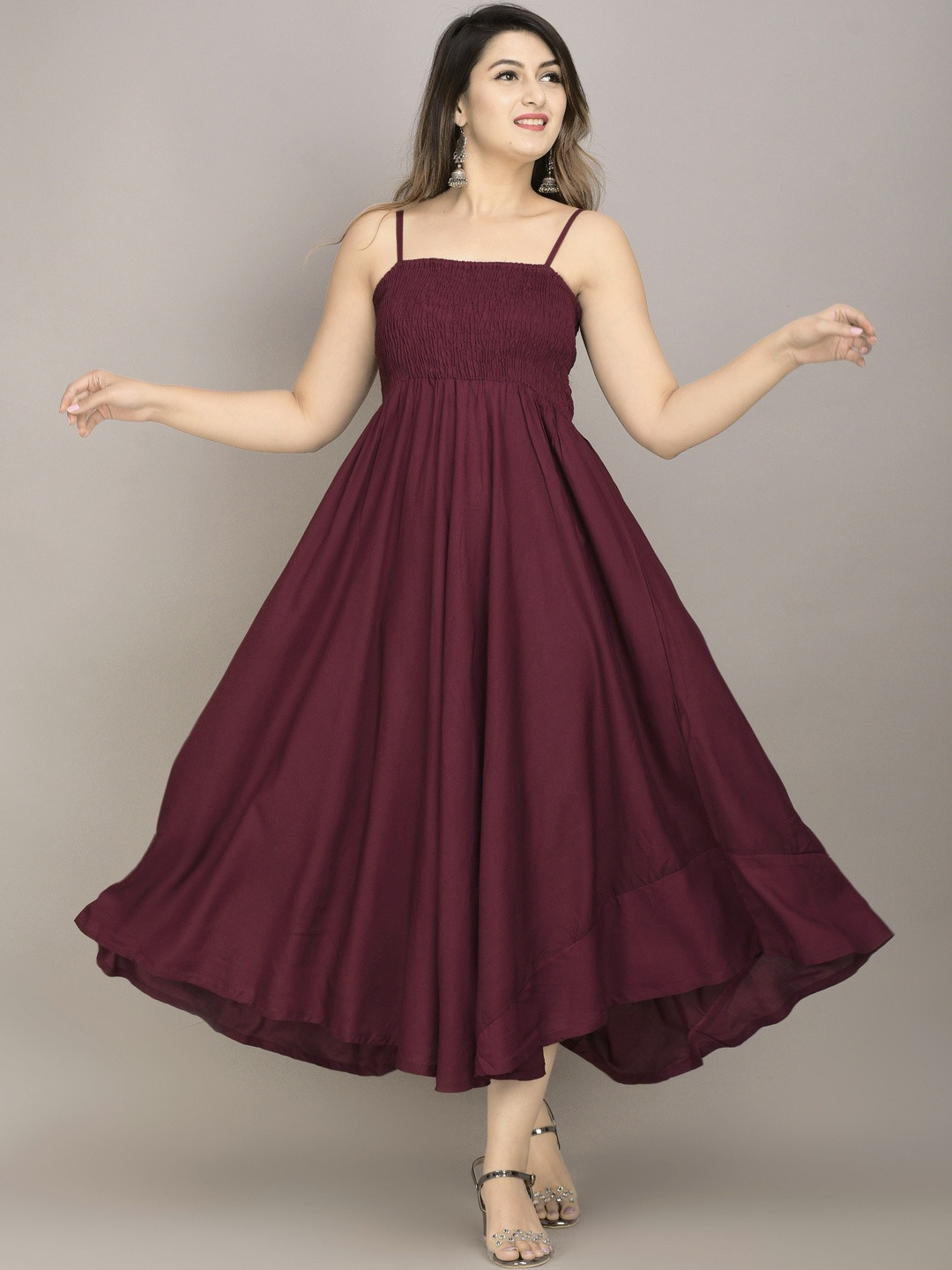 GHK FASHION Crepe Fit & Flare Midi Dress