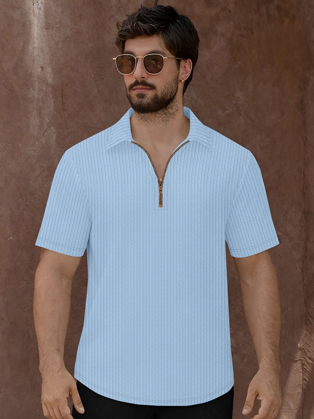 SZN Men Striped Polo Collar T-shirt
