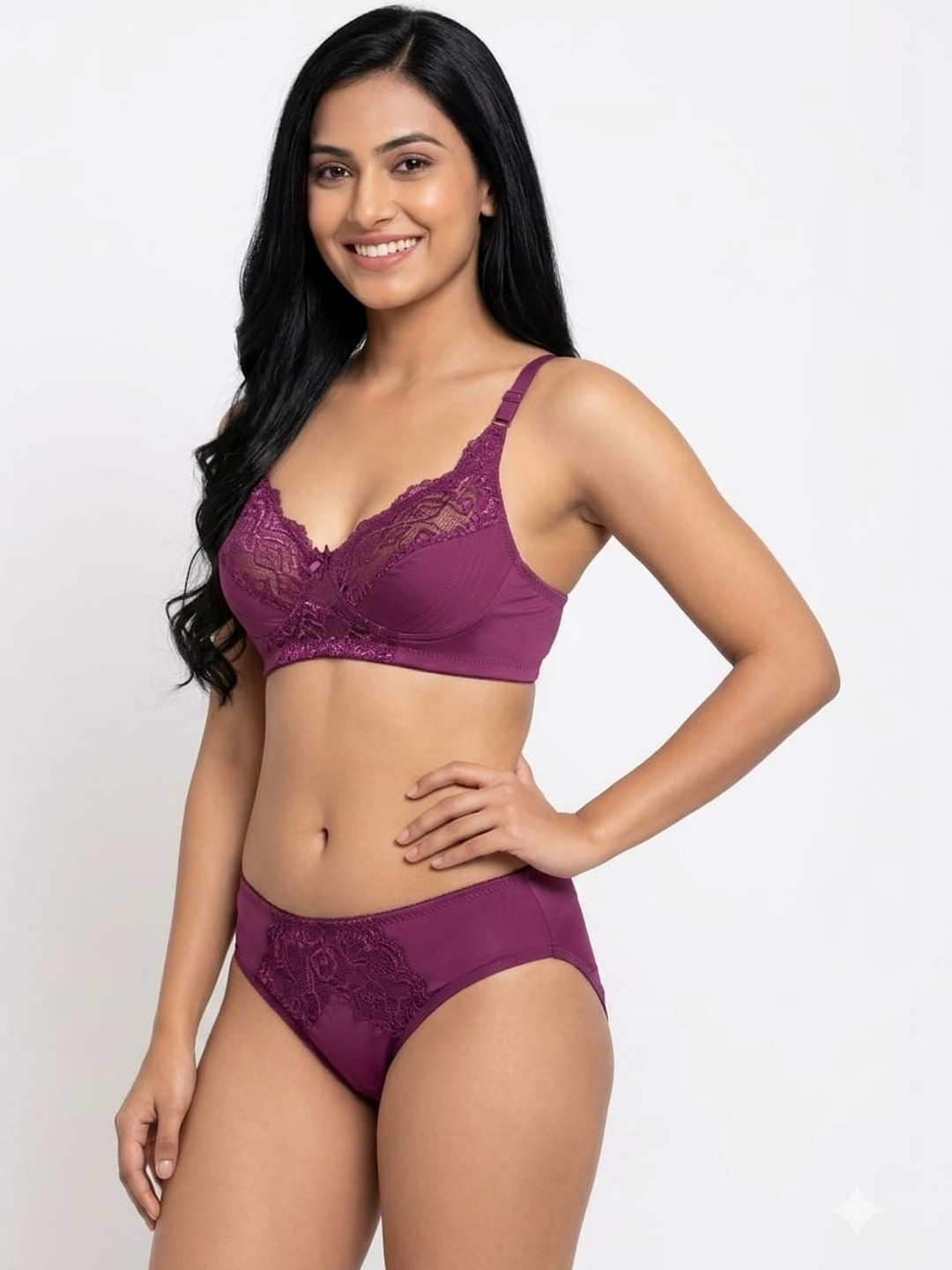 Lingerie bazzar Lace Non-Wired Mid-Rise Lingerie Set