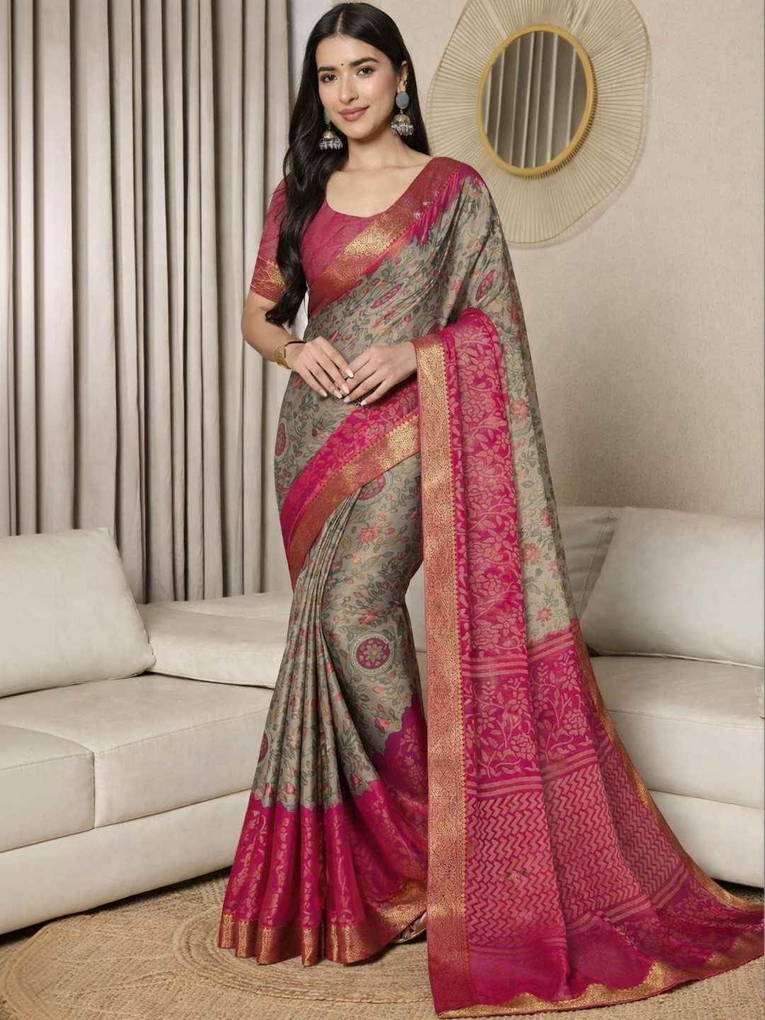 Mitera Floral Brasso Saree