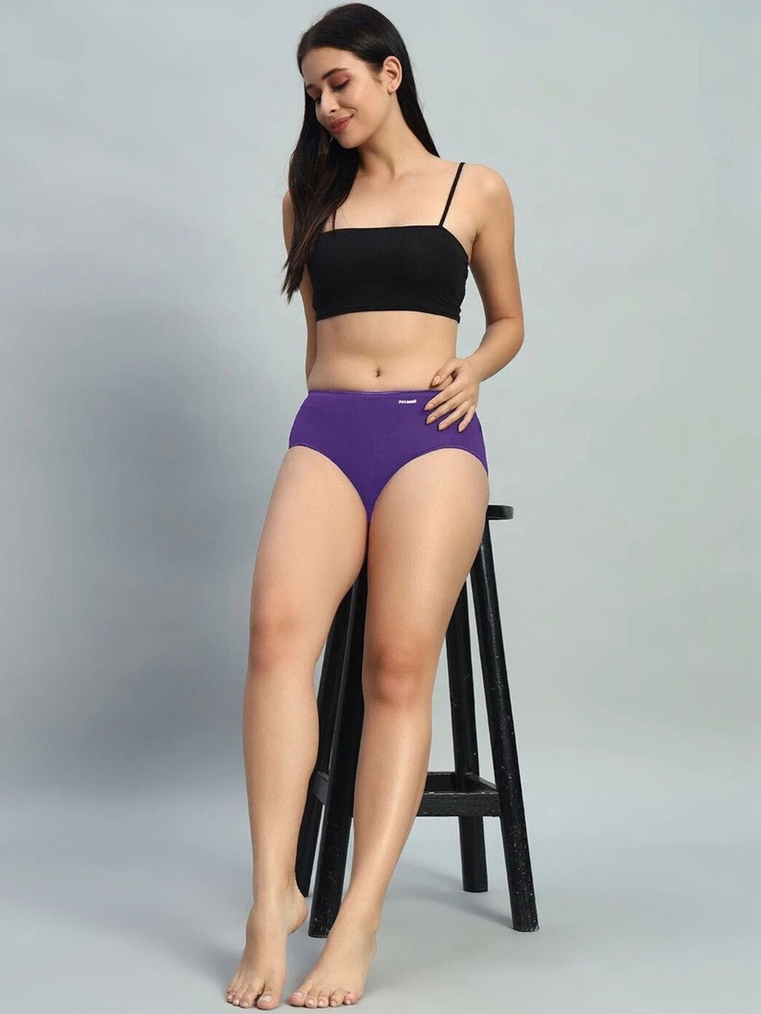 Jetaasi Women Pack of 2 Assorted Cotton Blend Basic Briefs