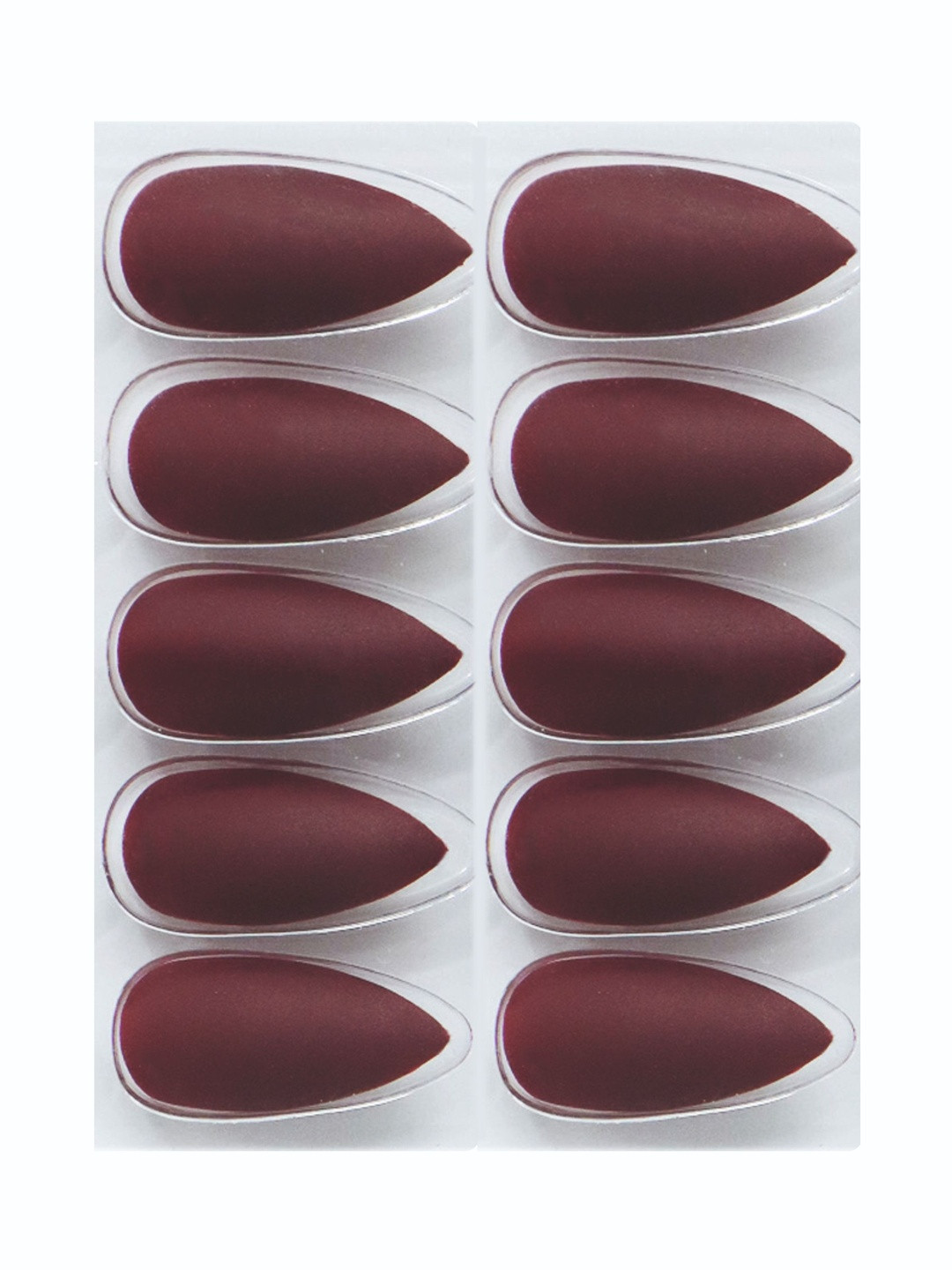 shills professional Set Of 24 Reusable Press-On False Nails Kit - Maroon Spn686