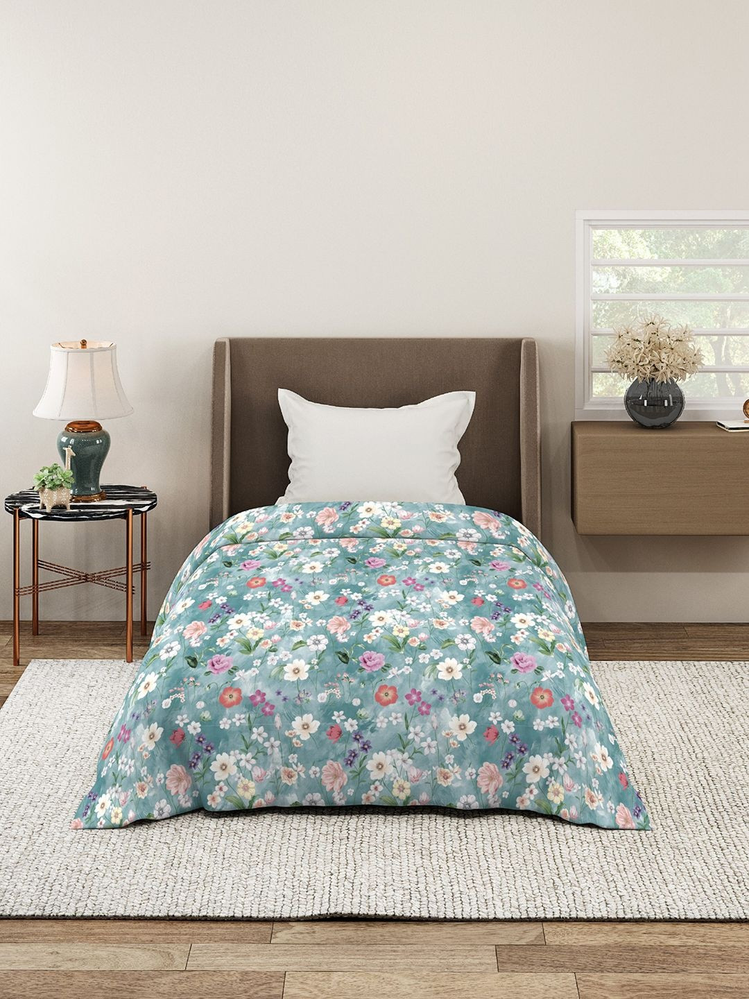 MORADO Premium Glace Cotton Floral Printed Single Duvet Cover 60 x 90 Inches