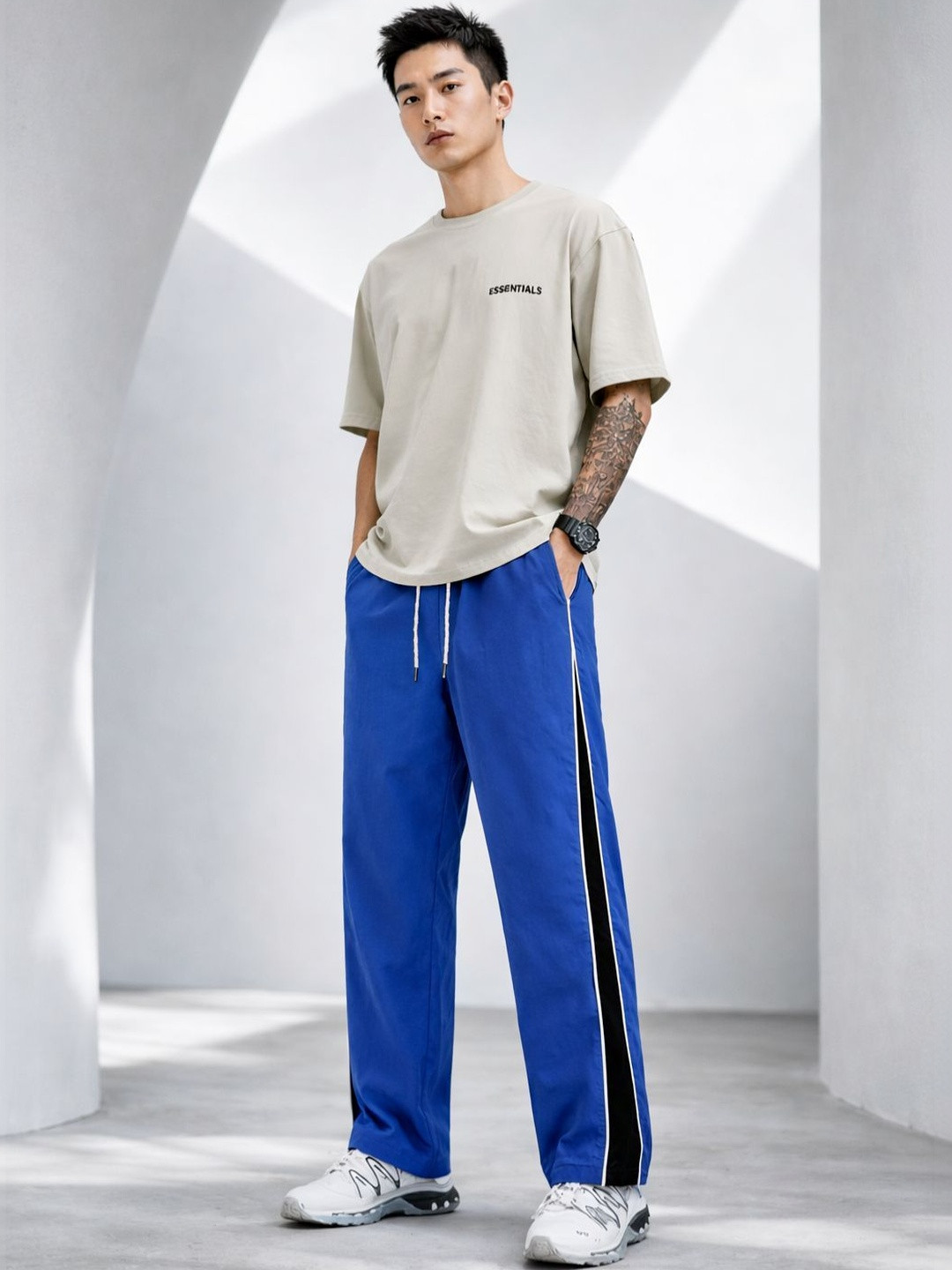 Resteez Men Relaxed Fit Colourblocked Training Track Pants