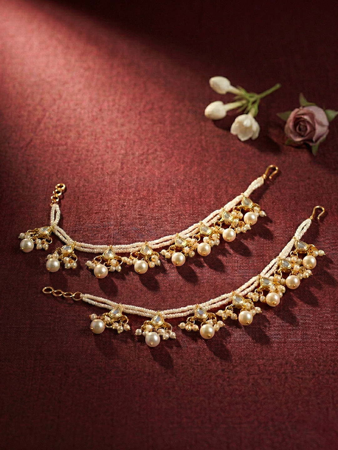 Peora White Gold-Plated Contemporary Ear Cuffs