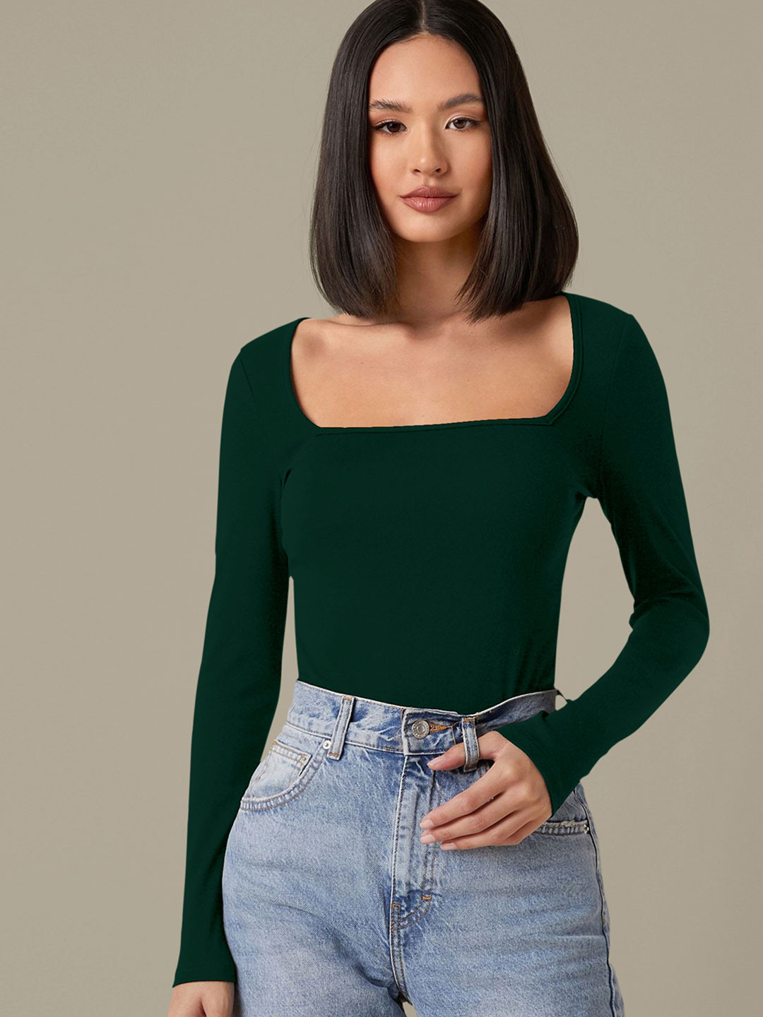 Dream Beauty Fashion Shakira Women Solid Square Neck Top