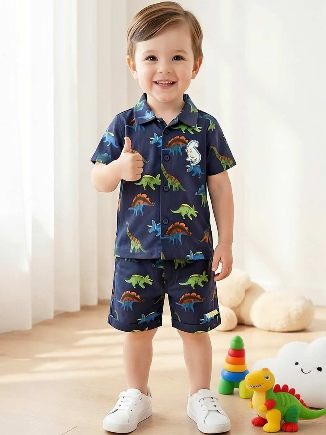 Pompidou Boys Printed Shirt with Shorts
