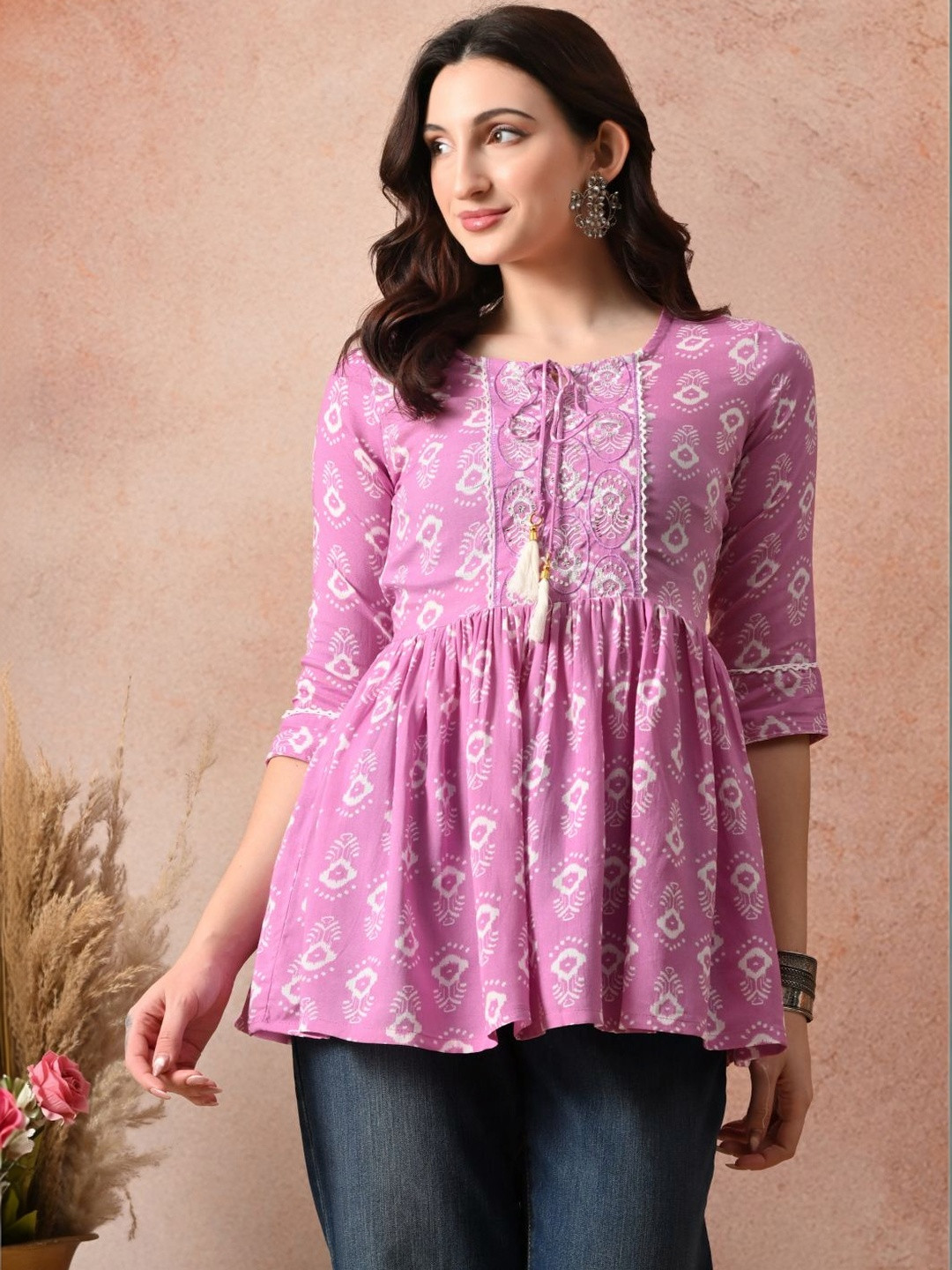 Anouk Rustic Ethnic Motifs Printed Empire Kurti
