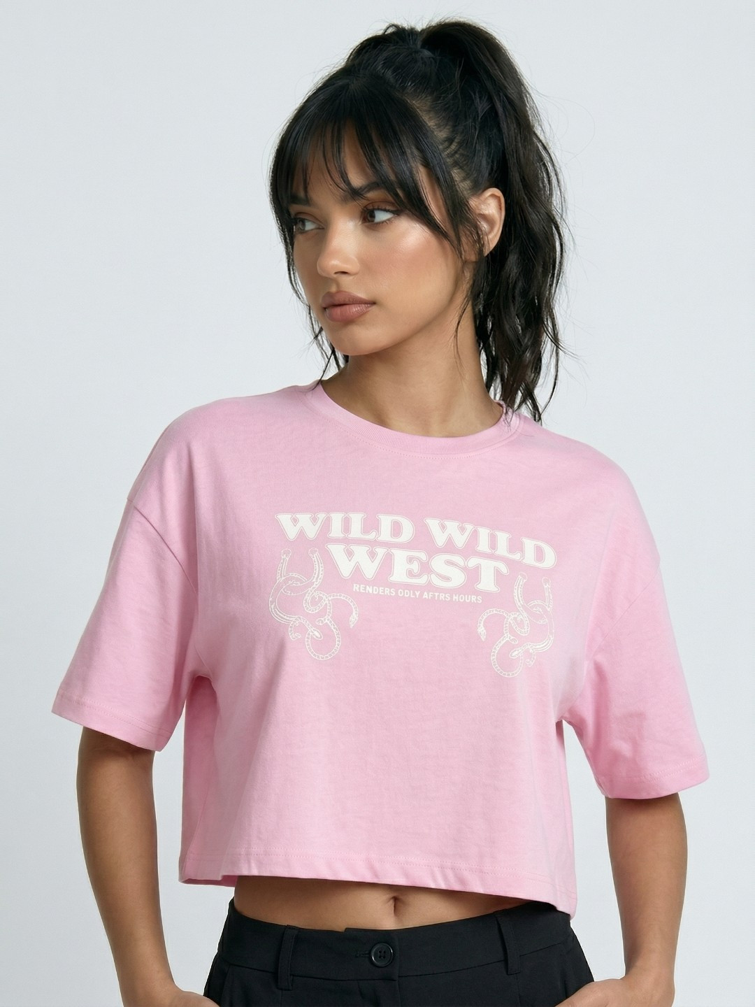 glitchez Typography Printed Drop-Shoulder Sleeves Boxy T-shirt