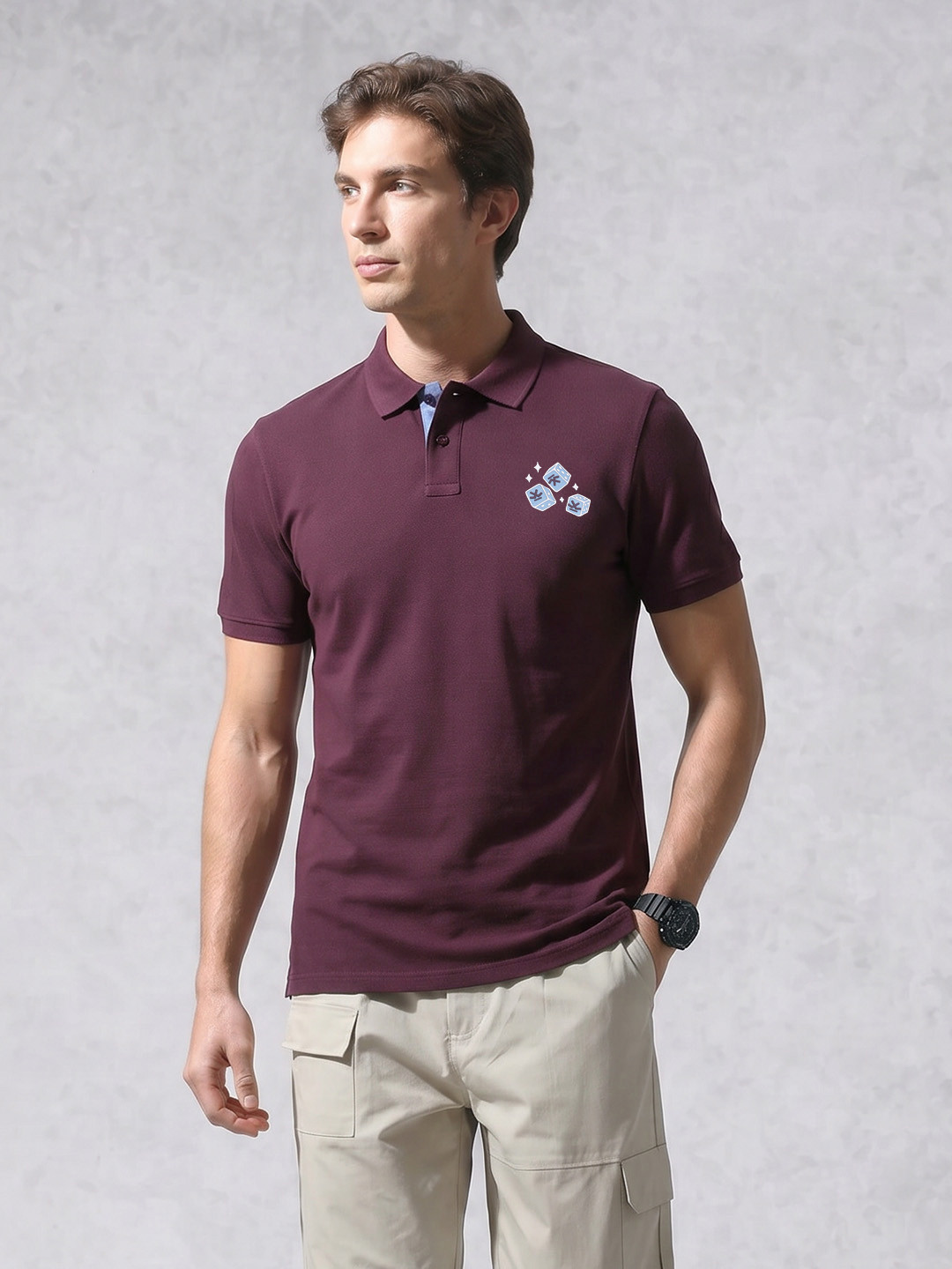 WRONG Slim Fit Polo Collar Pure Cotton T-Shirt
