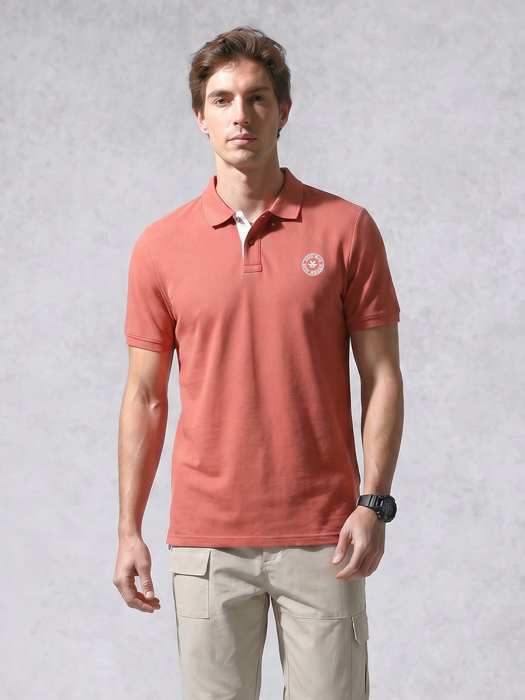 WRONG Slim Fit Polo Collar Pure Cotton T-Shirt
