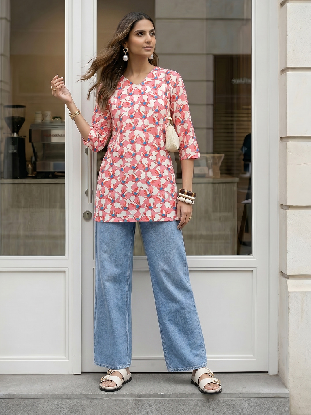 Anouk Rustic Floral Print Short Kurti