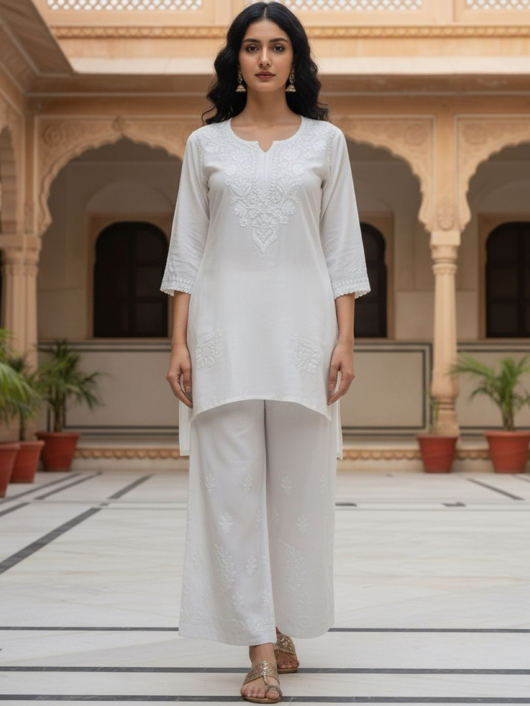 FashionChikan Art Ethnic Motifs Embroidered Chikankari Chikankari Kurti