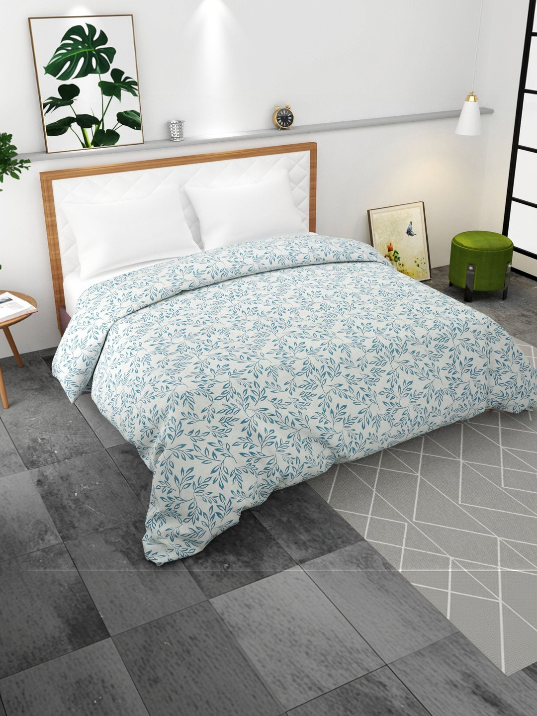 BELVOSTUM Blue Printed Cotton Duvet Cover