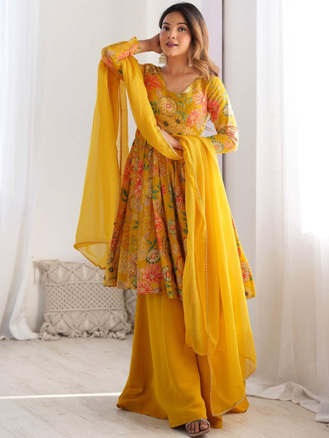 all about you Floral Print Fit & Flare Kurta Set