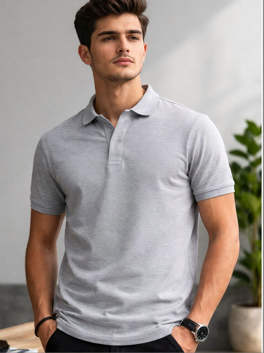 The Roadster Lifestyle Co Pure Cotton Polo Collar Tshirt
