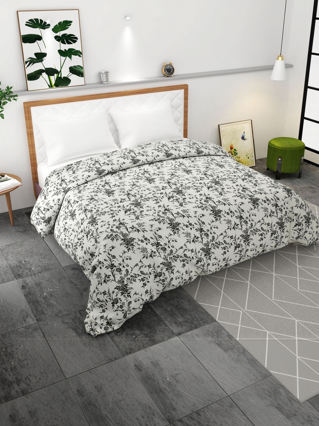 BELVOSTUM Black Printed Cotton Duvet Cover