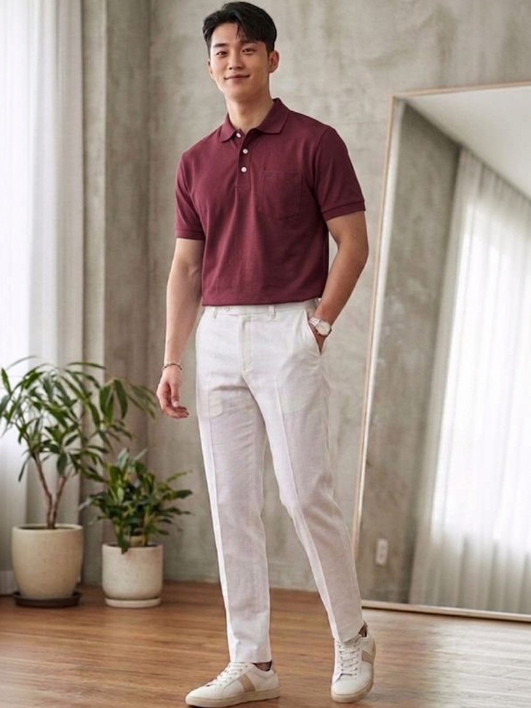 fashlook Men Polo Collar Pockets T-shirt