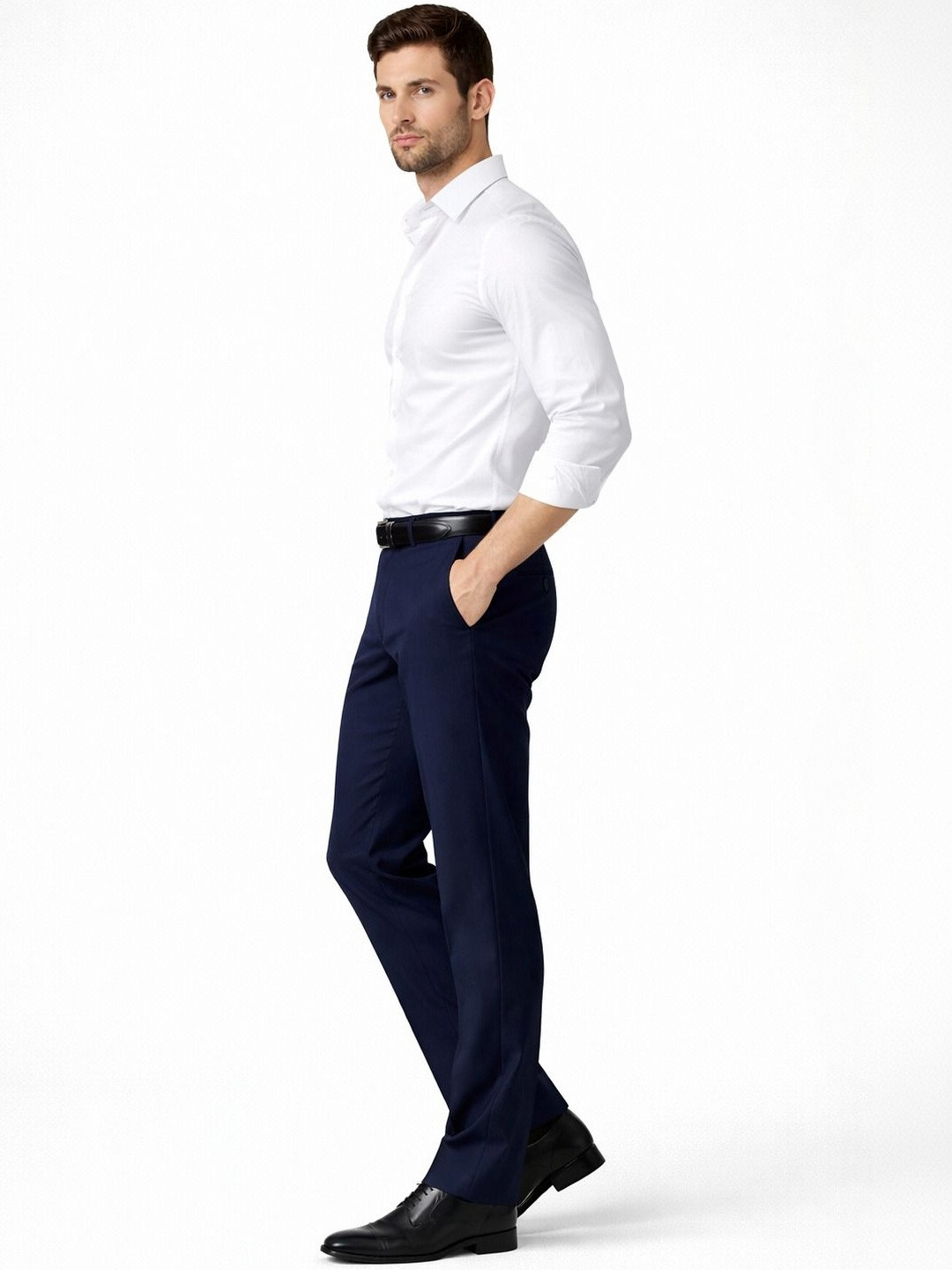 GHABA CREATION Men Classic Mid Rise Regular Fit Cotton Formal Trousers