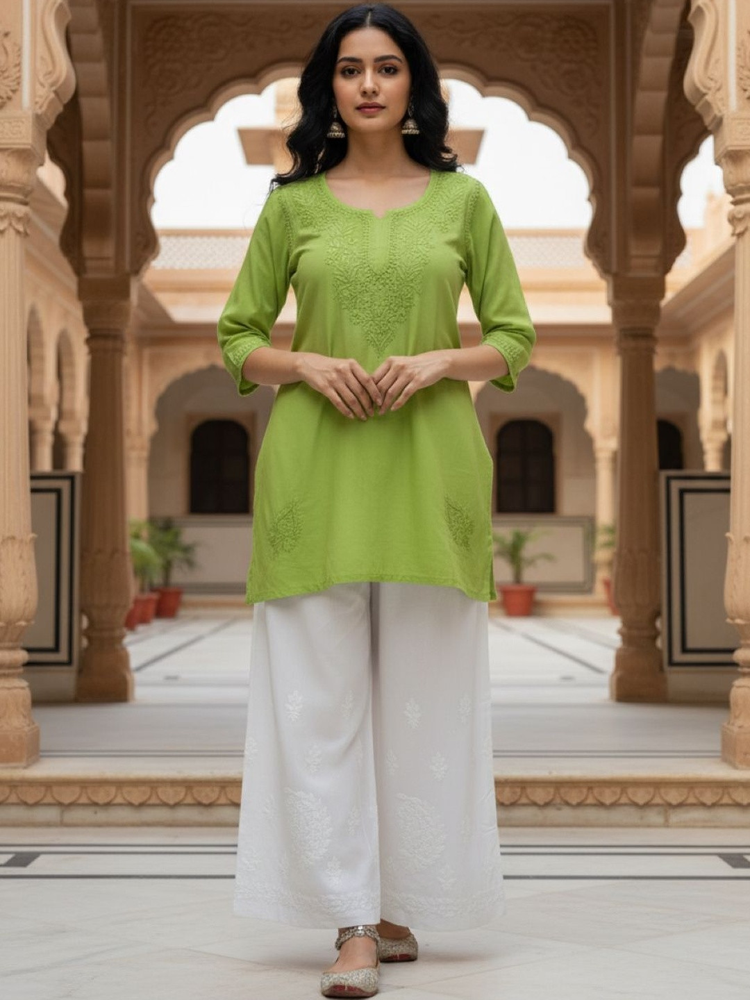 FashionChikan Art Ethnic Motifs Embroidered Chikankari Chikankari Kurti