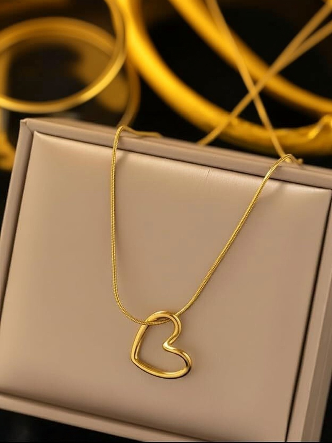 Murliwala Gold-Plated Heart Shaped Pendants with Chains