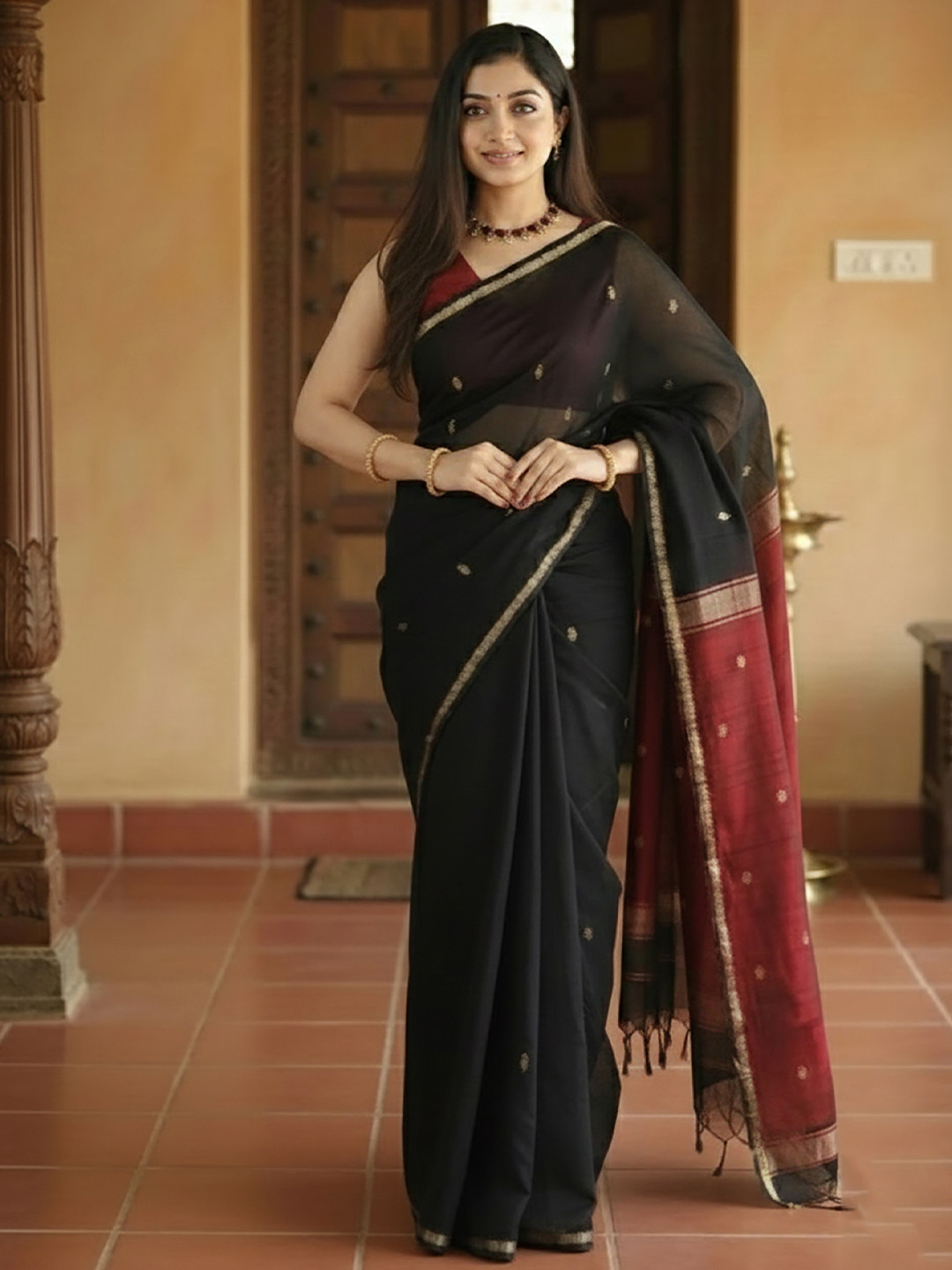 KALINI Woven Design Zari Silk Blend Banarasi Saree