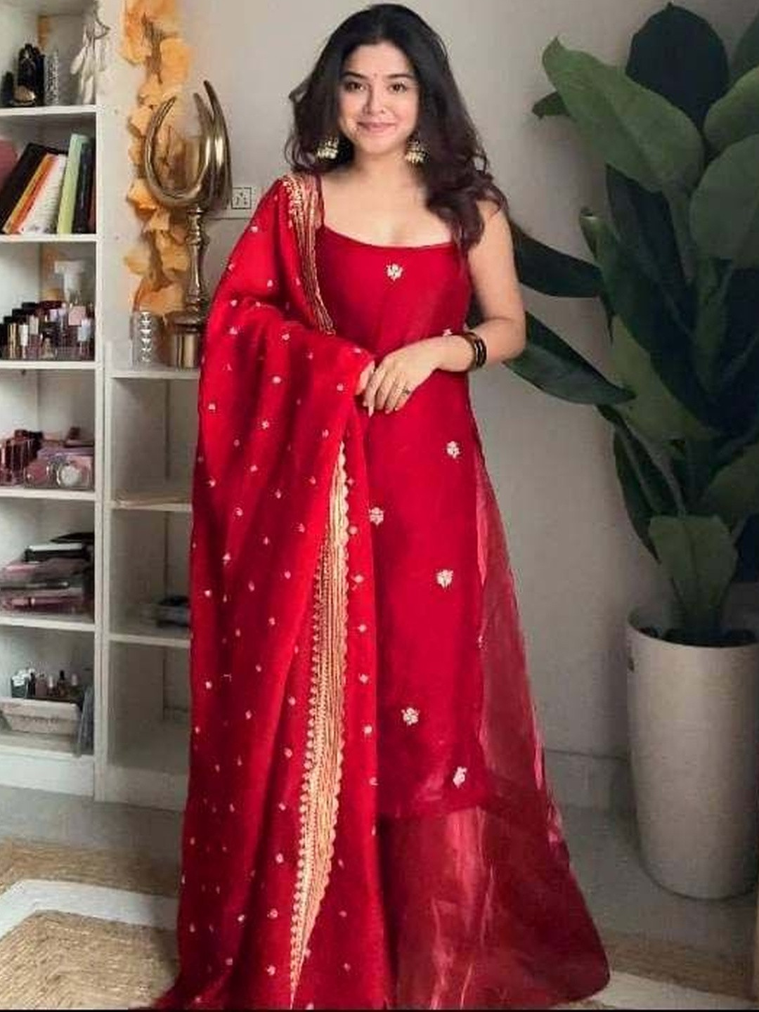 MISHRI TEX FAB Women Ethnic Motifs Embroidered Regular Thread Work Kurta with Palazzos & With Dupatta